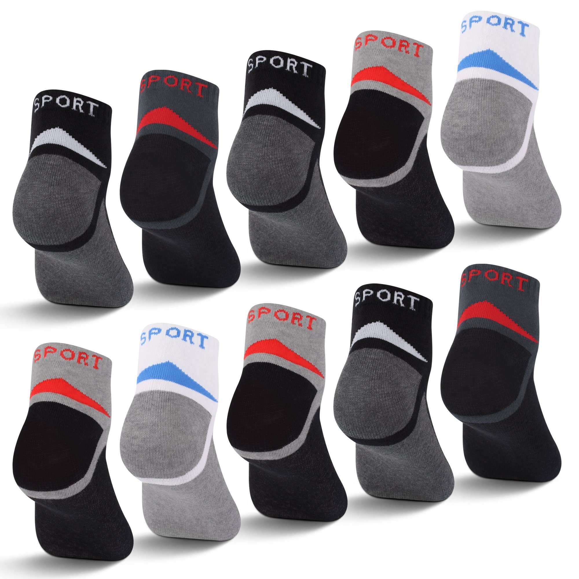 L&K Sneakersocken 92289 (10/12er-Pack) Herren Füßlinge aus Baumwolle in verschiendenen Motive