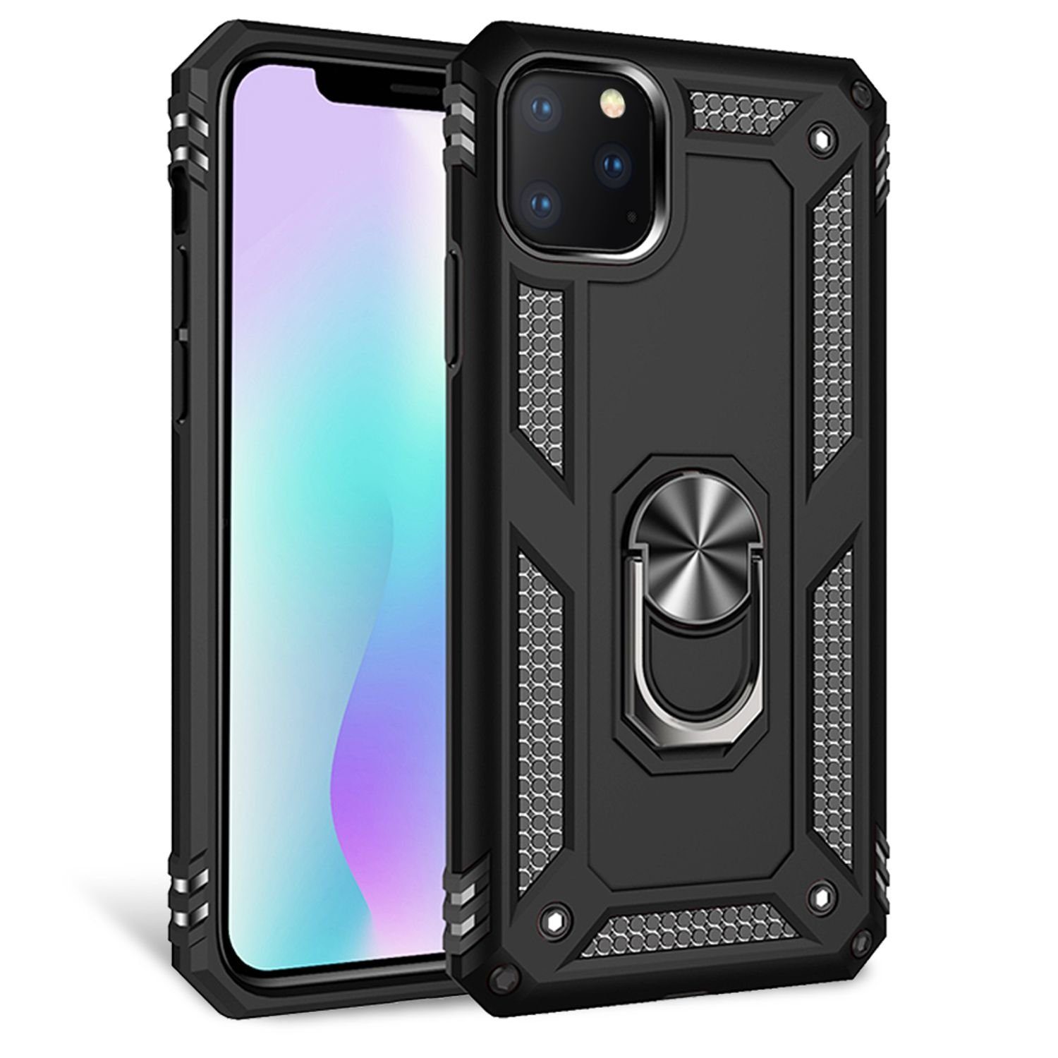 Nalia Smartphone-Hülle Apple iPhone 11 Pro 14,7 cm (5,8 Zoll), Stoßfeste Military-Style Ring Hülle / Extrem Schützend / Outdoor Case