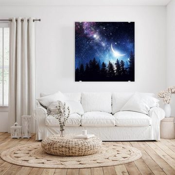 Primedeco Glasbild Wandbild Quadratisch Klarer Himmel in der Nacht mit Aufhängung, Weltall