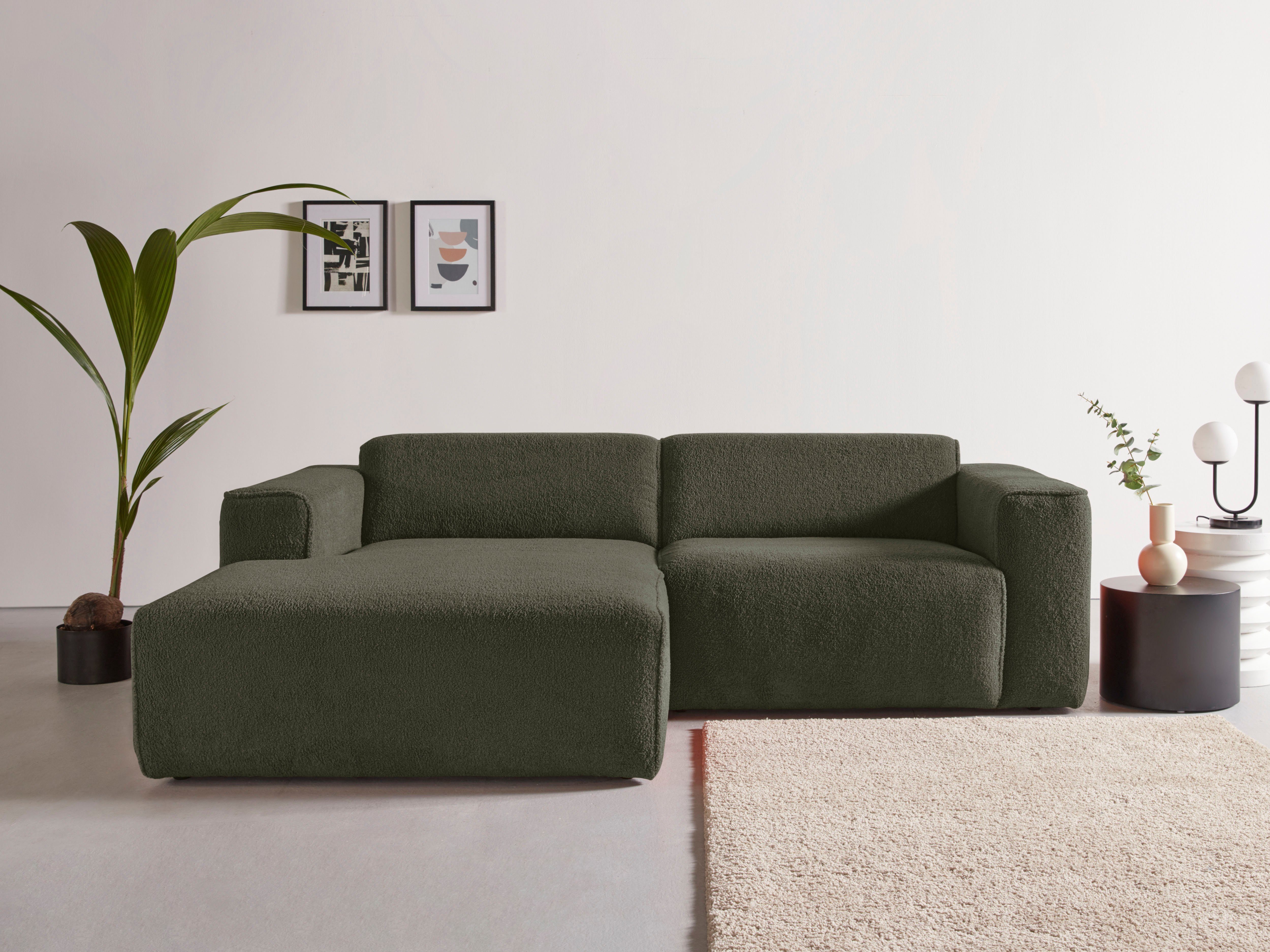 andas Ecksofa Noord, 234 cm, mit Kedernaht, Cord, Luxus-Microfaser, Struktur, Struktur grob