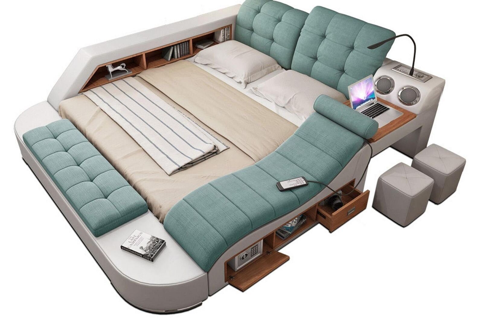 JVmoebel Multimediabett Chesterfield Doppel Luxus Design Bett 180x200 Multifunktionsbett Neu (1-tlg., 1x Bett ohne Couchtisch), Made in Europa