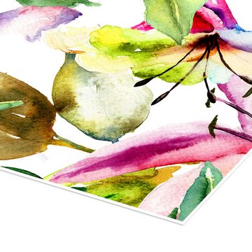Posterlounge Poster Editors Choice, Lilien in Aquarell, Grafikdesign