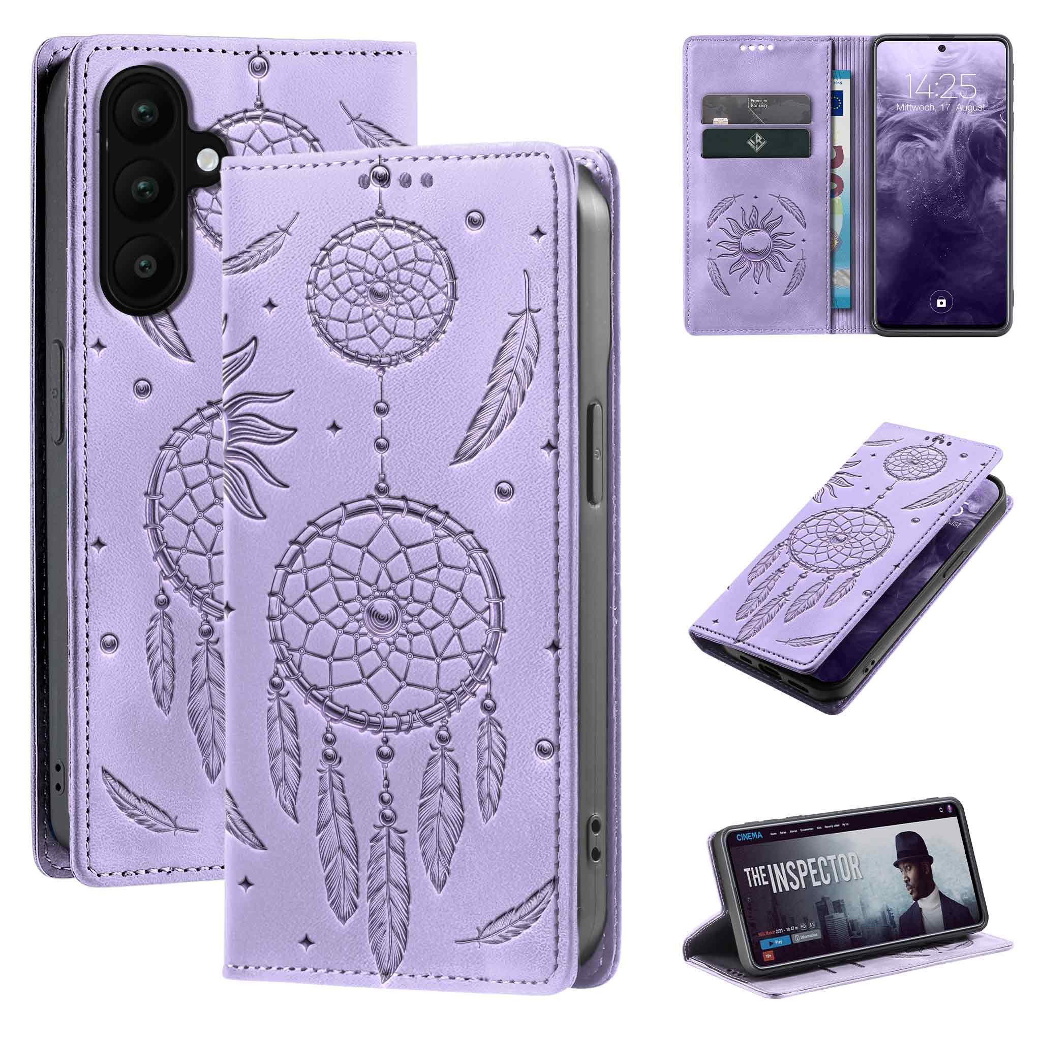 Tec-Expert Handyhülle Traumfänger Hülle Cover Blumen für Samsung Galaxy A57 5G 6.7 Zoll, 6.7, Klapphülle Case Tasche mit Kartenfächern und RFID Schutz
