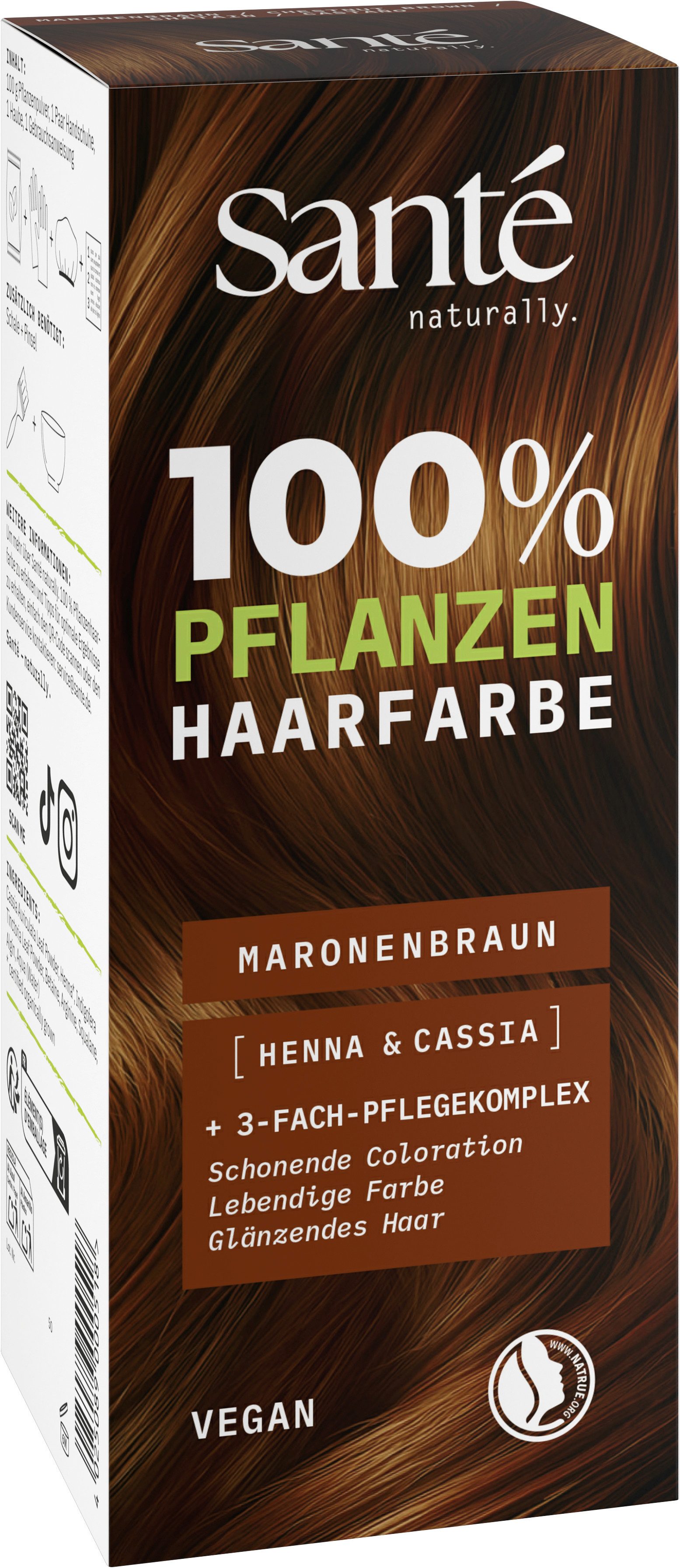 SANTE Coloration PFLANZENHAARFARBE, mit Pflanzenpigmenten, permanente Colorierung, vegan