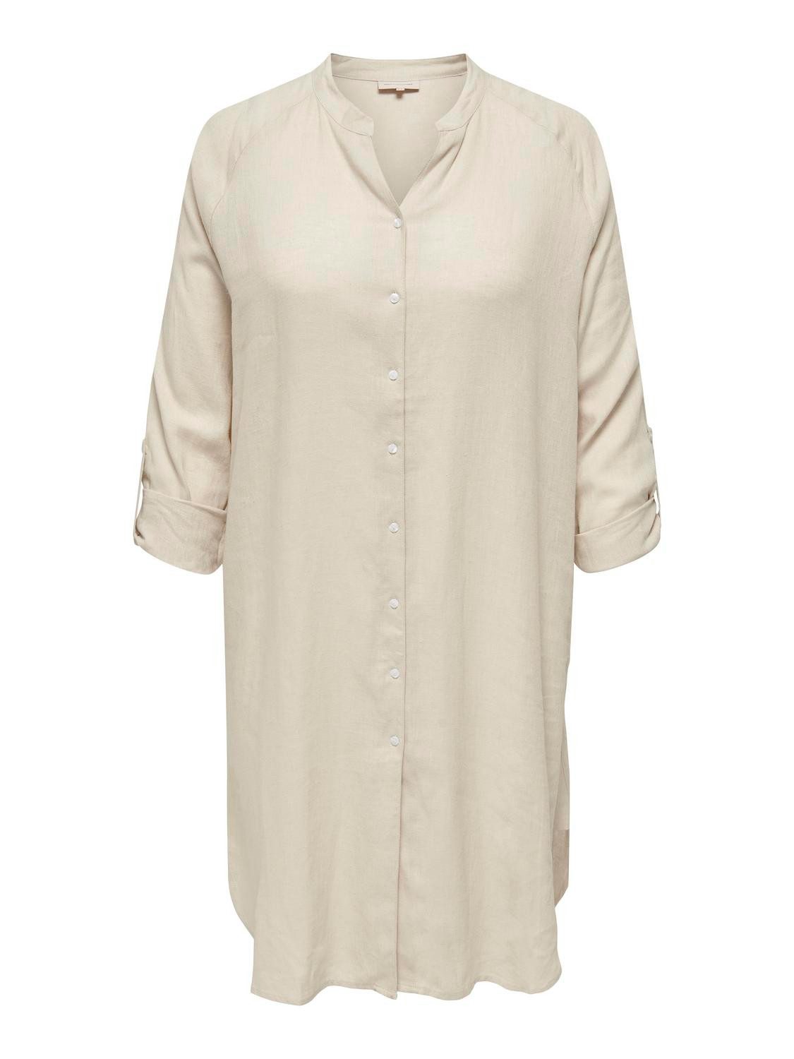 ONLY CARMAKOMA Shirtkleid Leinen Blusenkleid Plus Size Basic Long Dress (kn günstig online kaufen