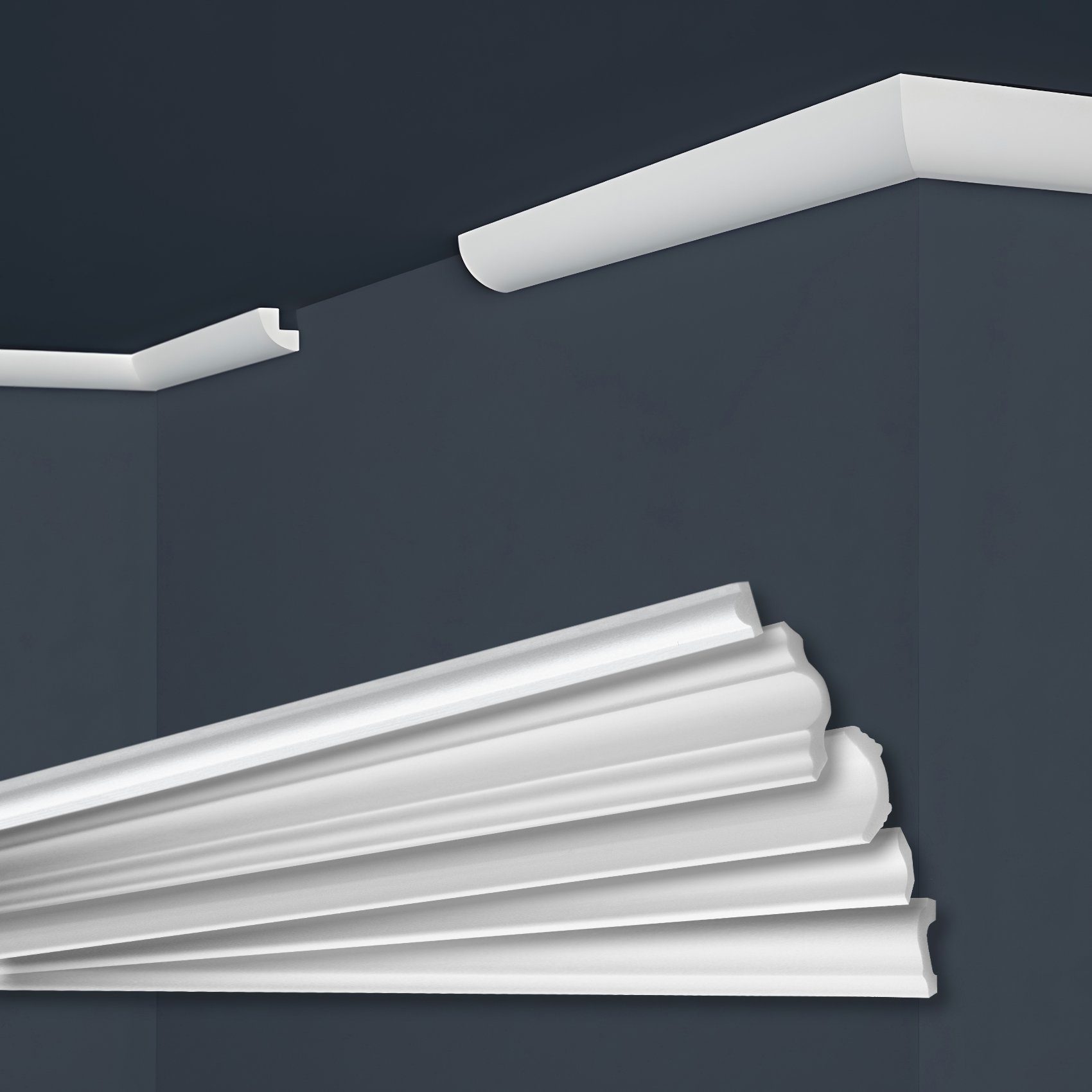 marbet design Stuckleiste E-1, Innen- & Außenecke (1 Stück), XPS Styropor weiß - Deckenleisten Deckenabschlussleisten E-Leisten - (Innen- & Außenecke E-1)