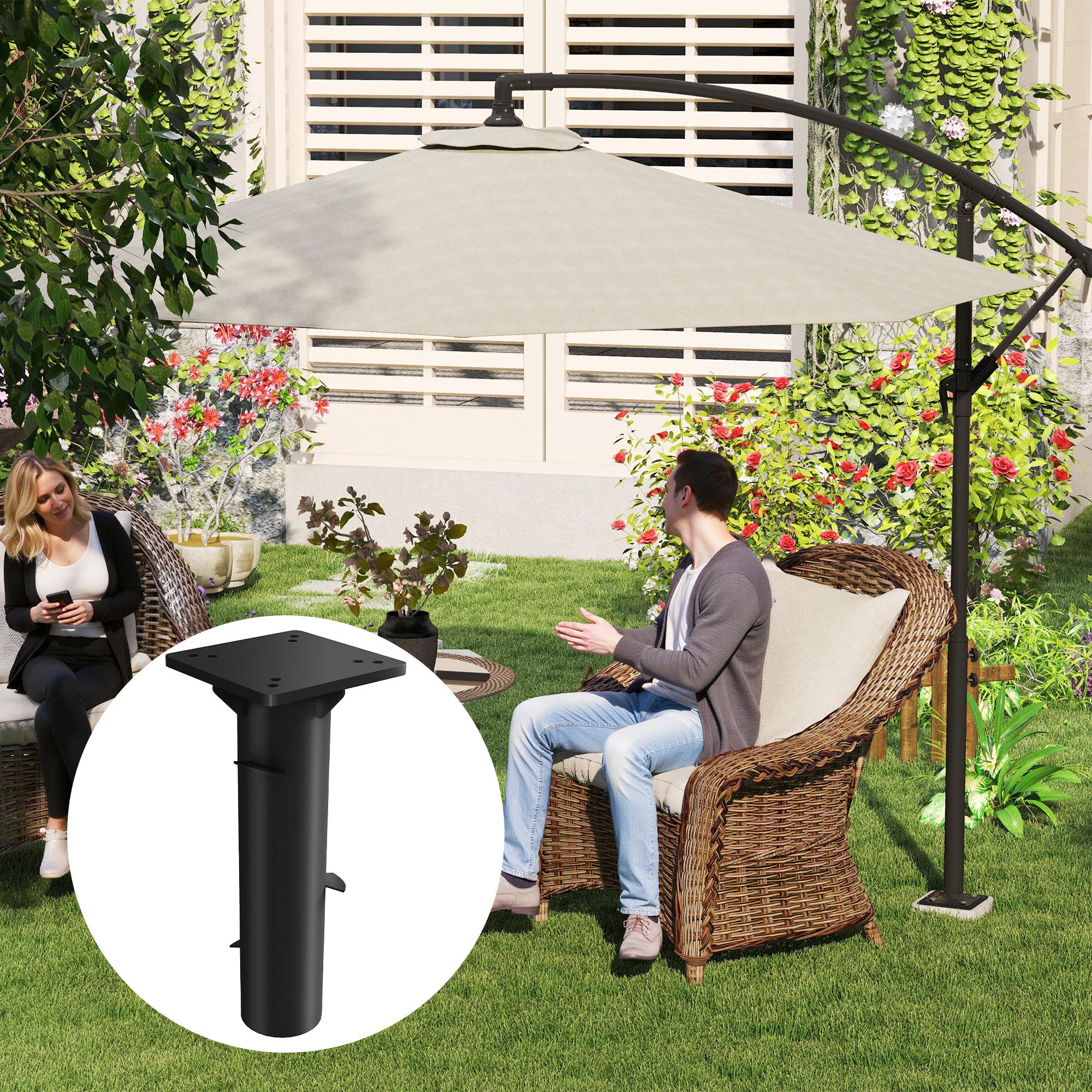 Outsunny Schirmhalter aus Beton, mit Rollen, günstig online kaufen