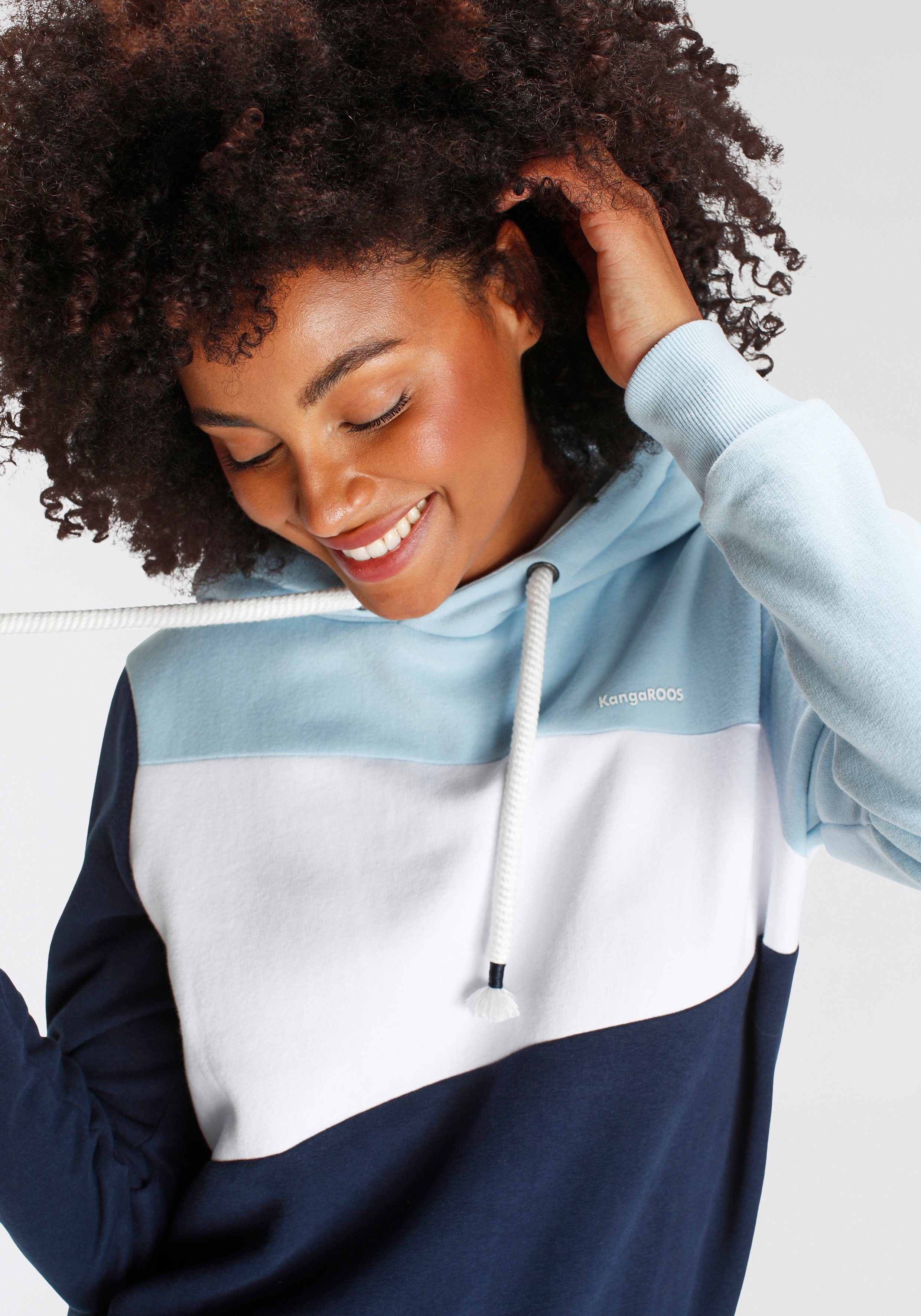 KangaROOS Hoodie Langarm, lockere Passform, Colorblocking-Optik