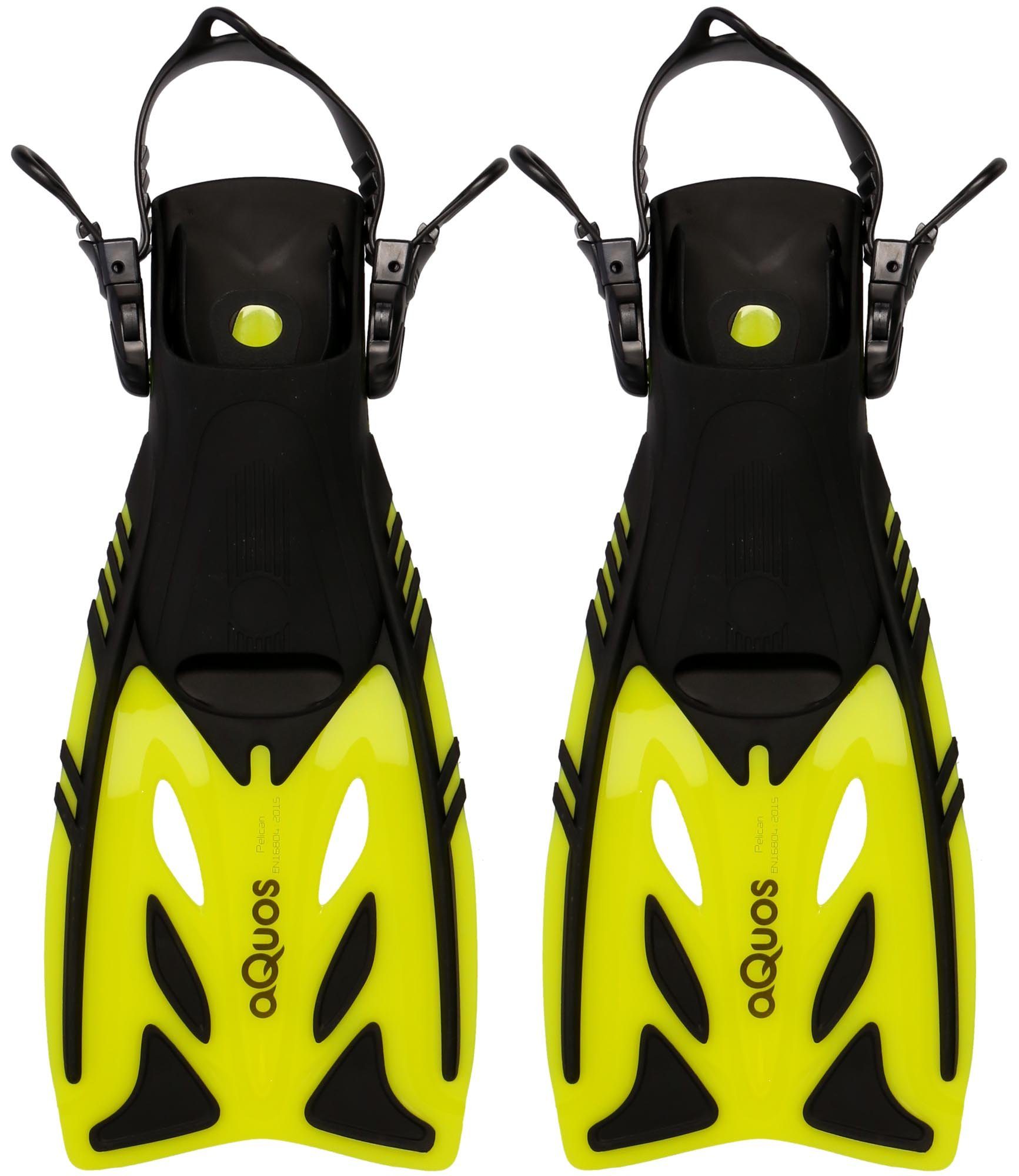 aQuos Flosse Aquos Junior Kinder Flossen gelb Pelican Taucherflossen, mitwachsend, verstellbares Fersenband