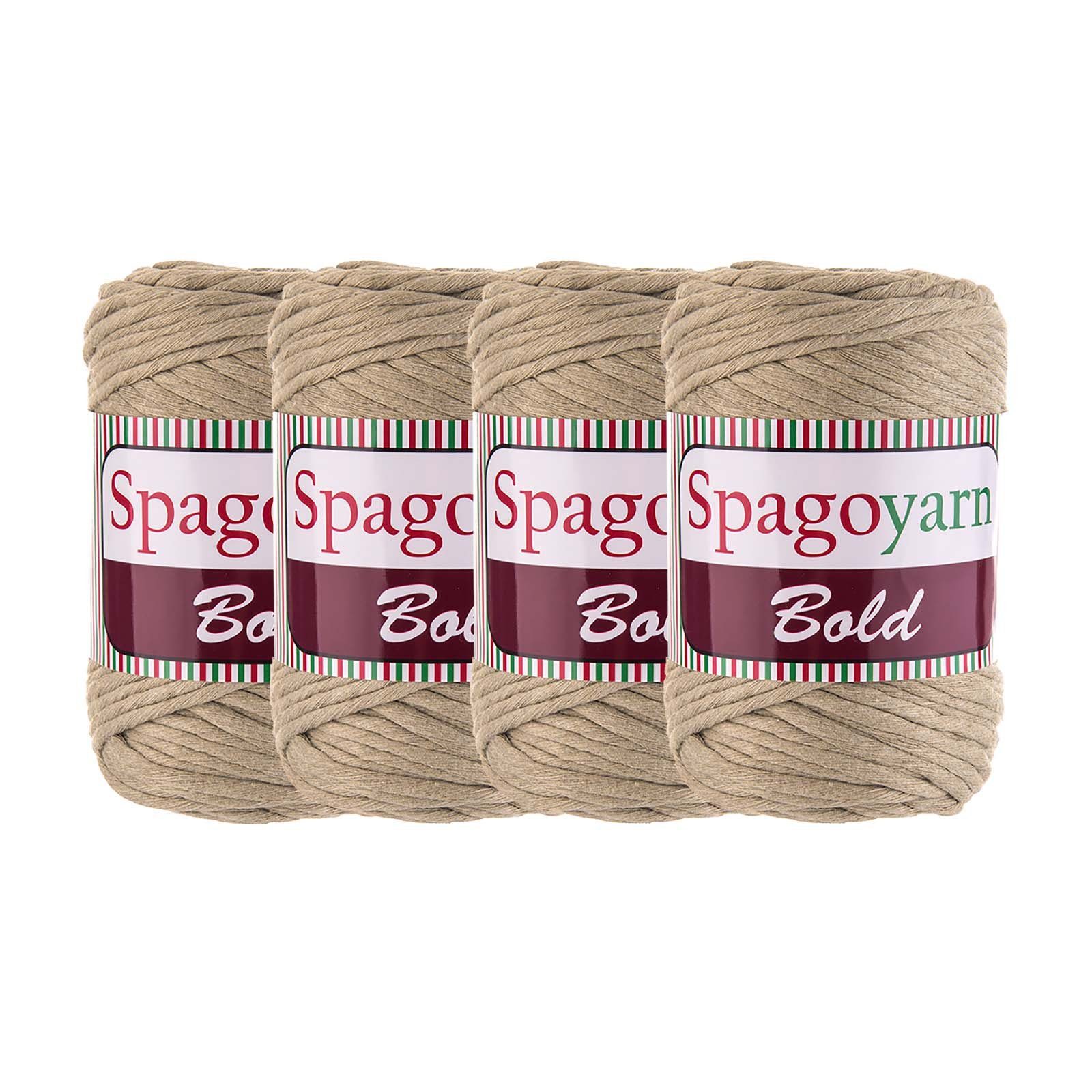 VLNIKA 4x250g Strickgarn Bold Strickwolle Häkelgarn Makramegarn Uni Häkelwolle, graubraun