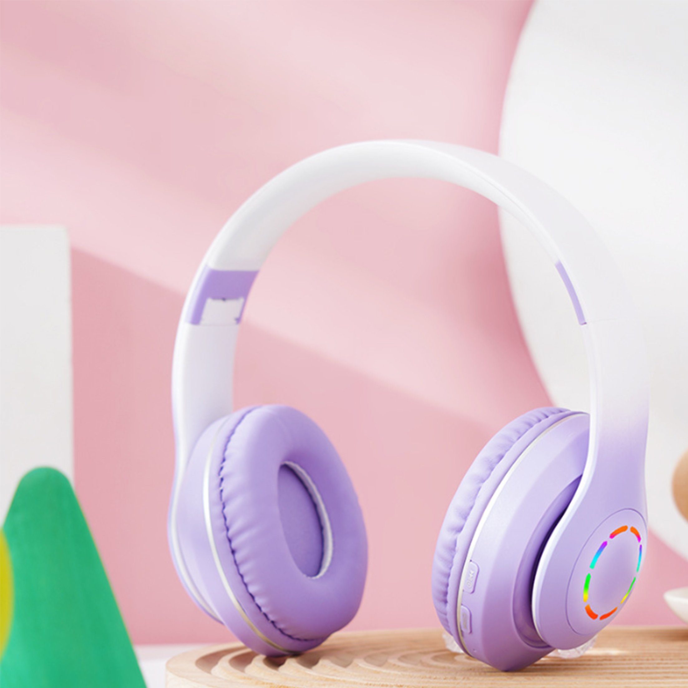 Kopfhörer,Bluetooth-Kopfhörer,Over Ear Kabelloses Funk-Kopfhörer Headset Lila Diida Farbverlauf