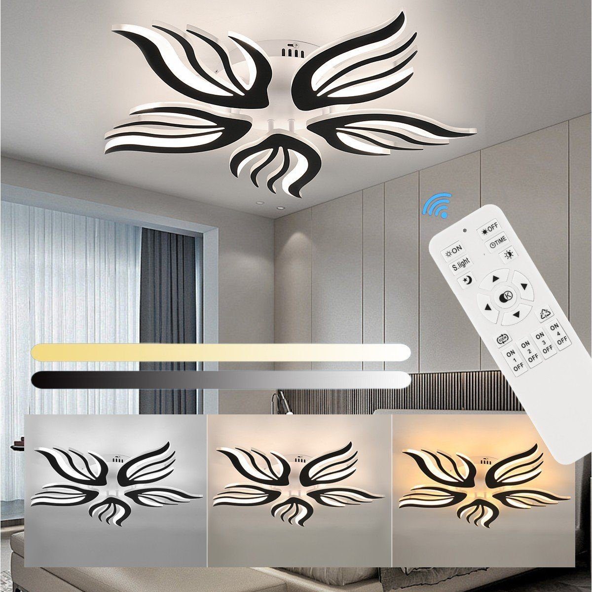 LETGOSPT LED Dimmbar integriert, Deckenleuchte Farbwechsel Wohnzimmerlampe Kaltweiß/Naturweiß/Warmweiß, LED Lampe Fernbedienung Lichtfarbe Deckenlampe, Deckenleuchte Deckenbeleuchtung 32W LED fest mit Moderne