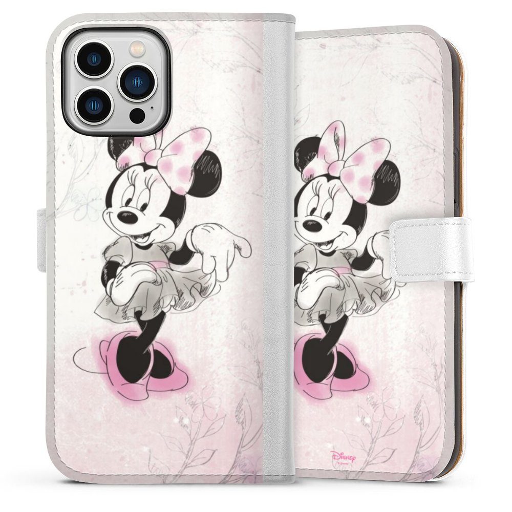 DeinDesign Handyhülle Minnie Mouse Disney Vintage Minnie Watercolor, Apple iPhone 13 Pro Max Hülle Handy Flip Case Wallet Cover