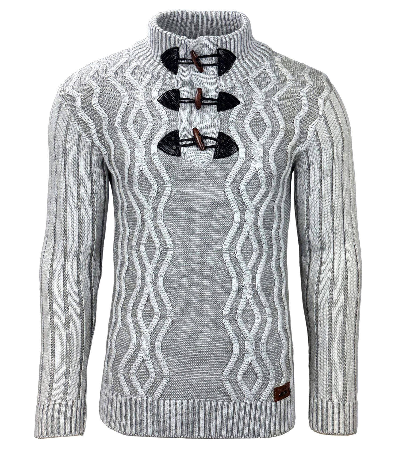 Strickpullover Baxboy Herren Pullover Hoher Kragen Stehkragen Strickpullover B-291