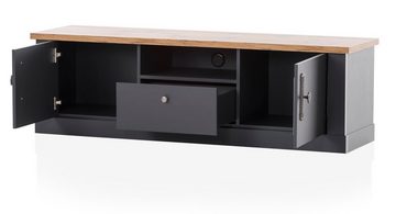 Furn.Design TV-Schrank Ribera (Lowboard in matt grau mit Wotan Eiche, 158 x 51 cm) mit Soft-Close-Funktion