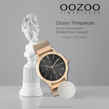 OOZOO Quarzuhr Oozoo Unisex Armbanduhr Timepieces Analog, Damen, Herrenuhr rund, groß (ca. 45mm) Metallarmband rosegold
