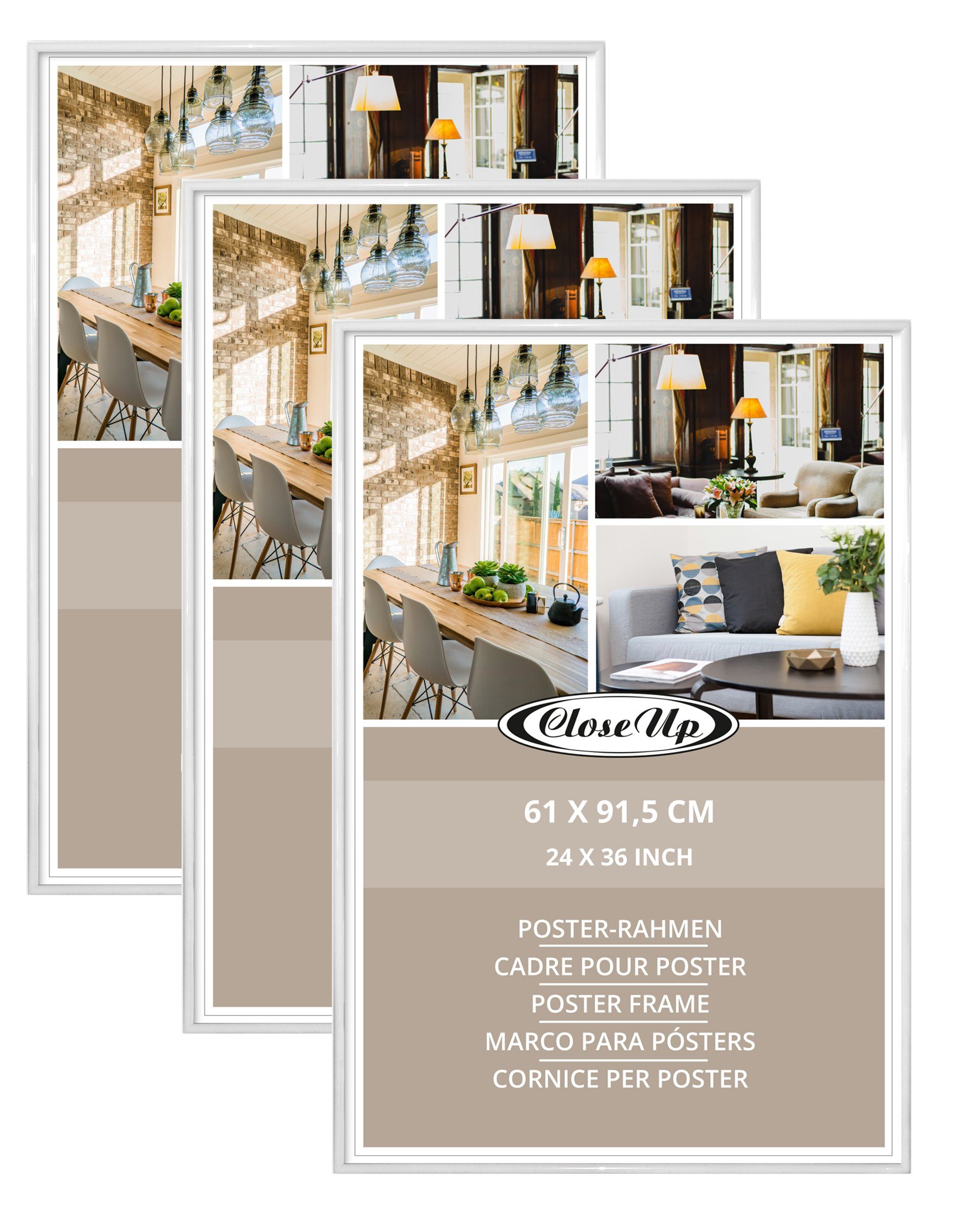 Close Up Bilderrahmen Posterrahmen 61 x 91,5cm Weiß, 3-er Set günstig online kaufen