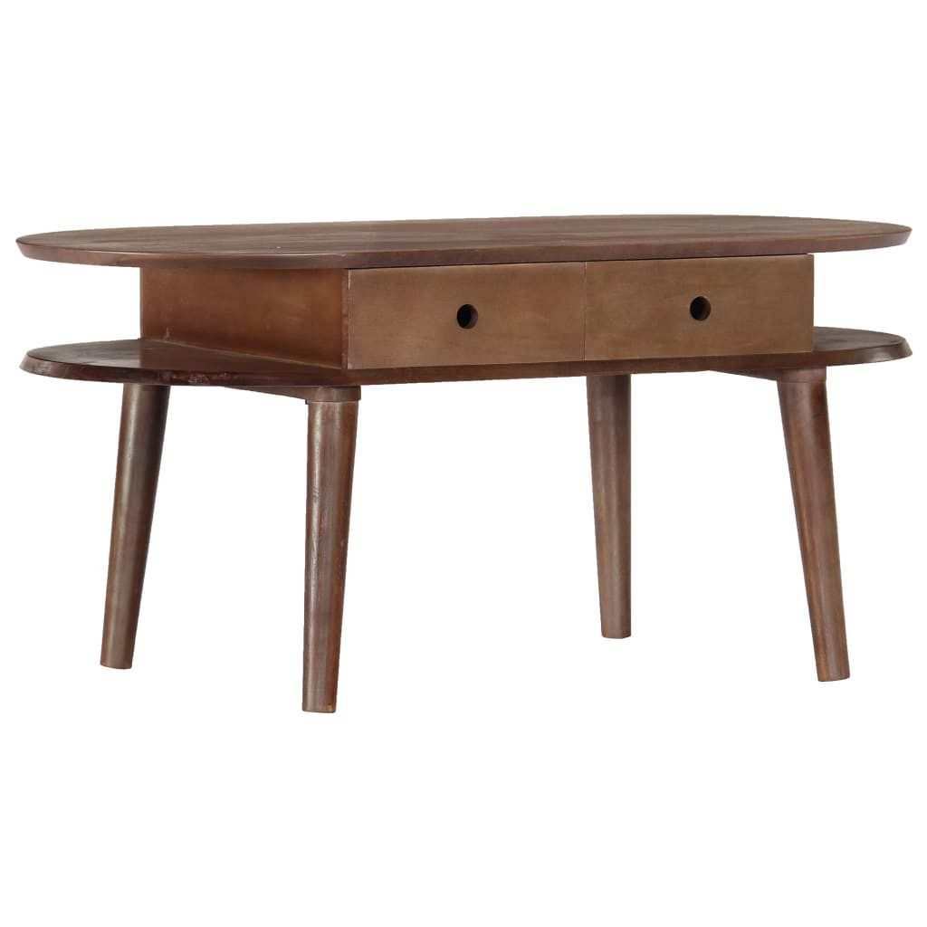 furnicato Couchtisch Echtholz 100 x 50 x 46 cm mit 2 Schubladen (1-St), Witterungsbeständiger Kaffeetisch mit Stauraum für das Wohnzimmer