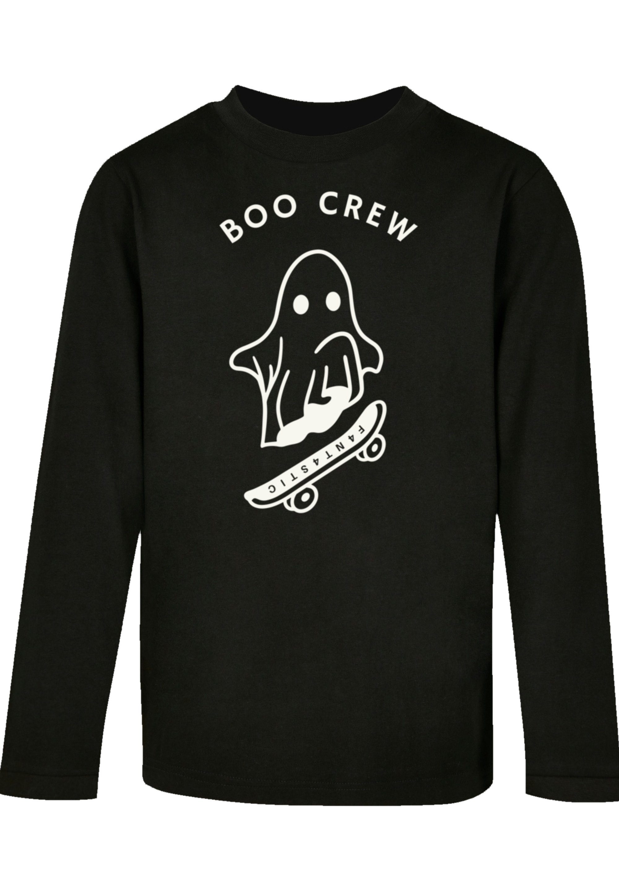 Boo Print T-Shirt schwarz Crew Halloween F4NT4STIC
