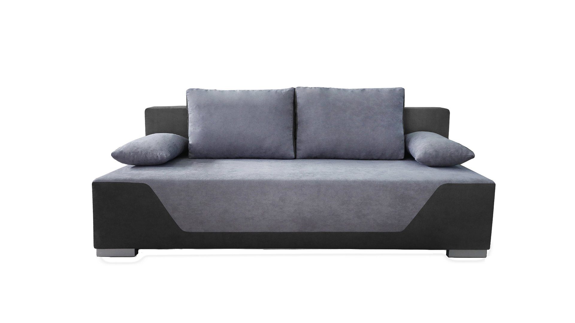 Siblo 2-Sitzer Zweisitziges Sofa Noa mit Schlaffunktion - Bettzeugbehälter - Zweisitzer-Sofa Grau