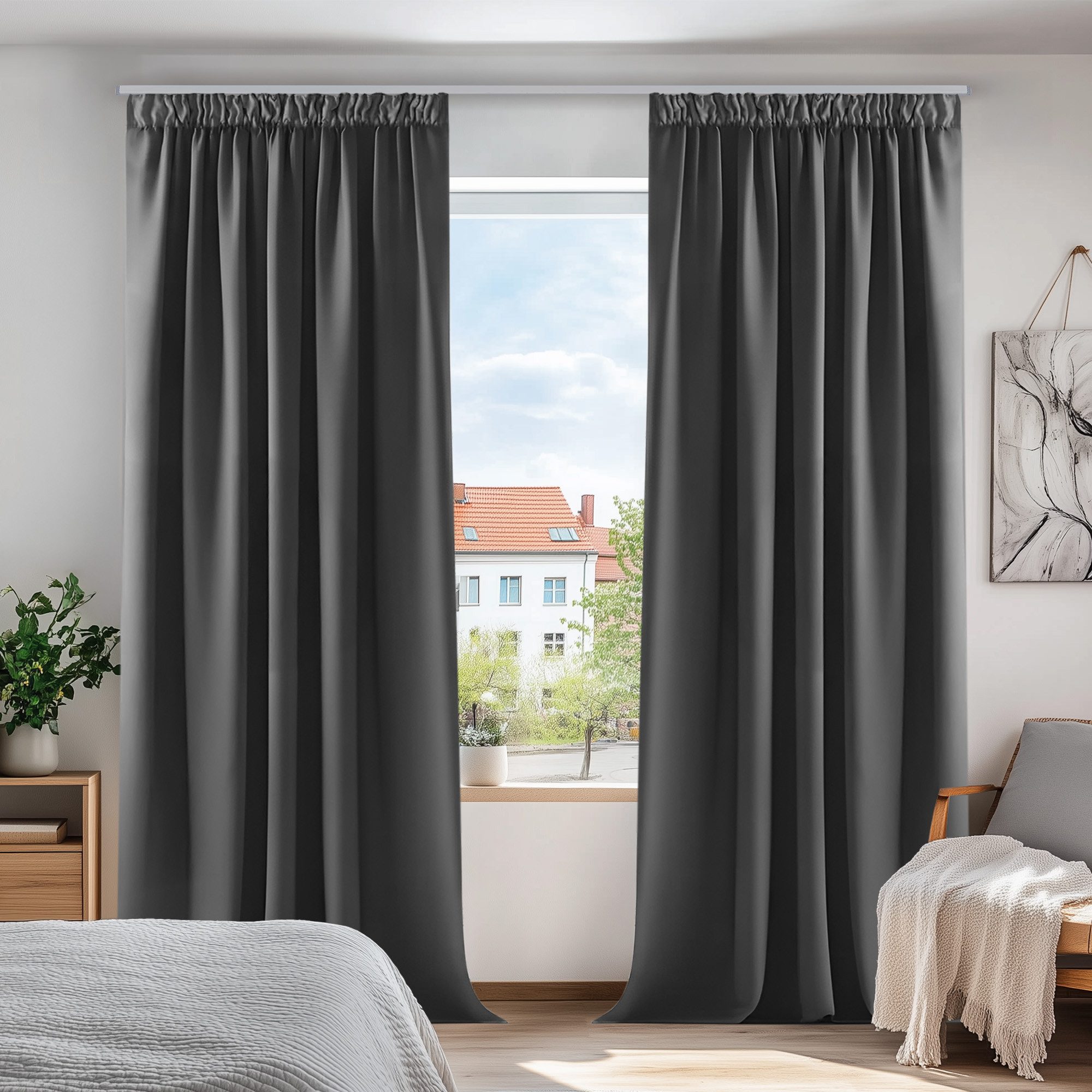 Deconovo Verdunkelungsvorhang Gardinen mit Kräuselband Blickdicht Vorhänge Wohnzimmer 2er Set, Vorhang Verdunkelung Vorhänge Kälteschutz Schlafzimmer Thermovorhang