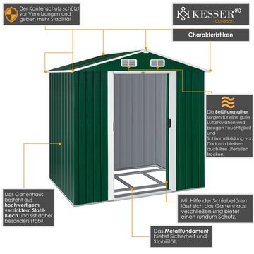 KESSER Gartenhaus, BxT: 132x132 cm, XL Metall Gerätehaus 4,2m³ mit Fundament 182x118x186 cm