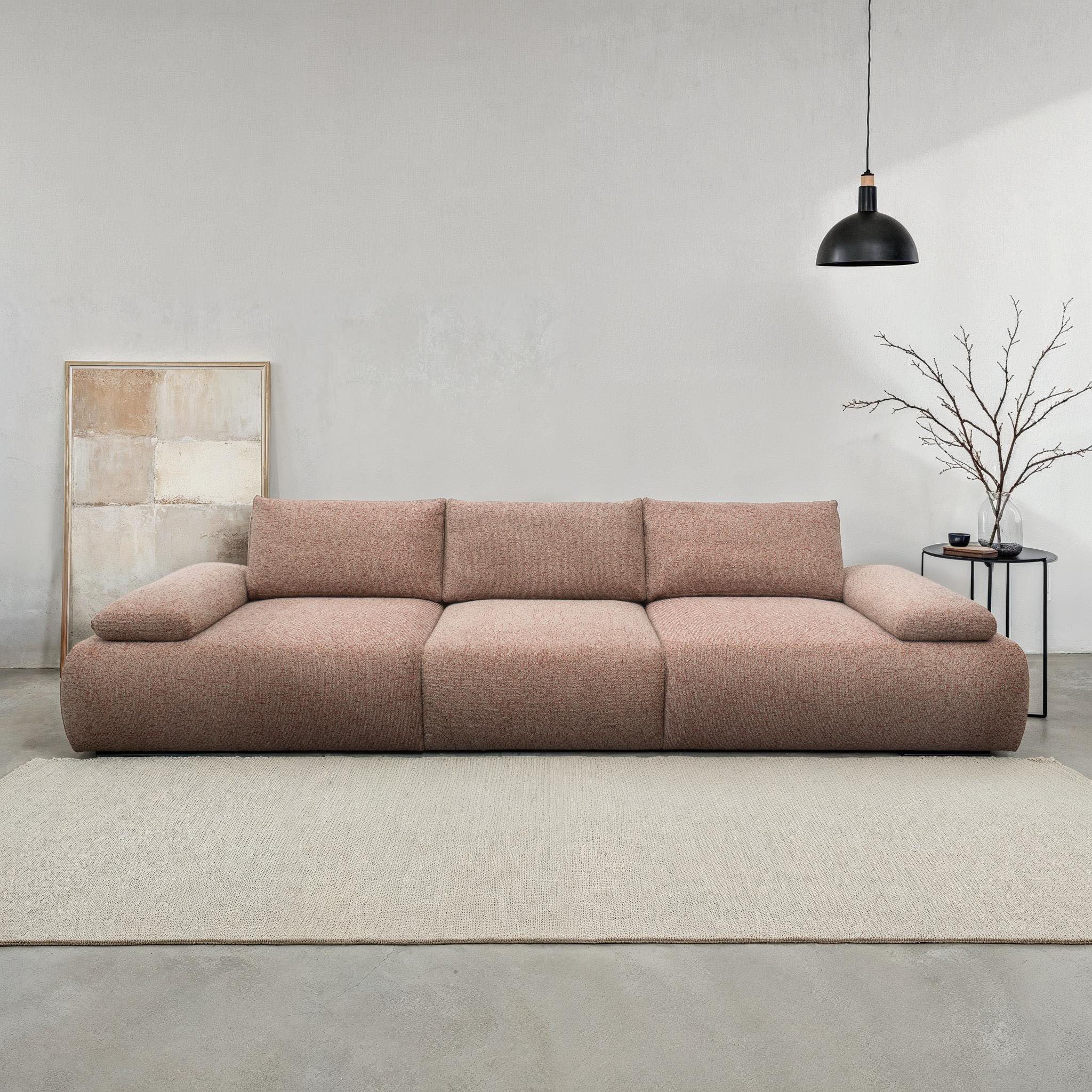DOMO collection Big-Sofa Évora Megasofa Breite 324 cm, 3 Teile, Federkern, inkl. Armlehnenverstellung, Struktur grob, rust