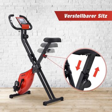 Merax Heimtrainer Fitness Heimtrainer klappbar X Bike mit gepolstertem Sitz, LCD-Display, verstellbare Widerstandstufen, mit Handpulssensoren