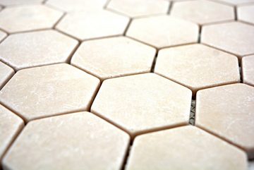 Mosani Bodenfliese Marmor Mosaik Fliese Naturstein beige creme vanille Wand Bad