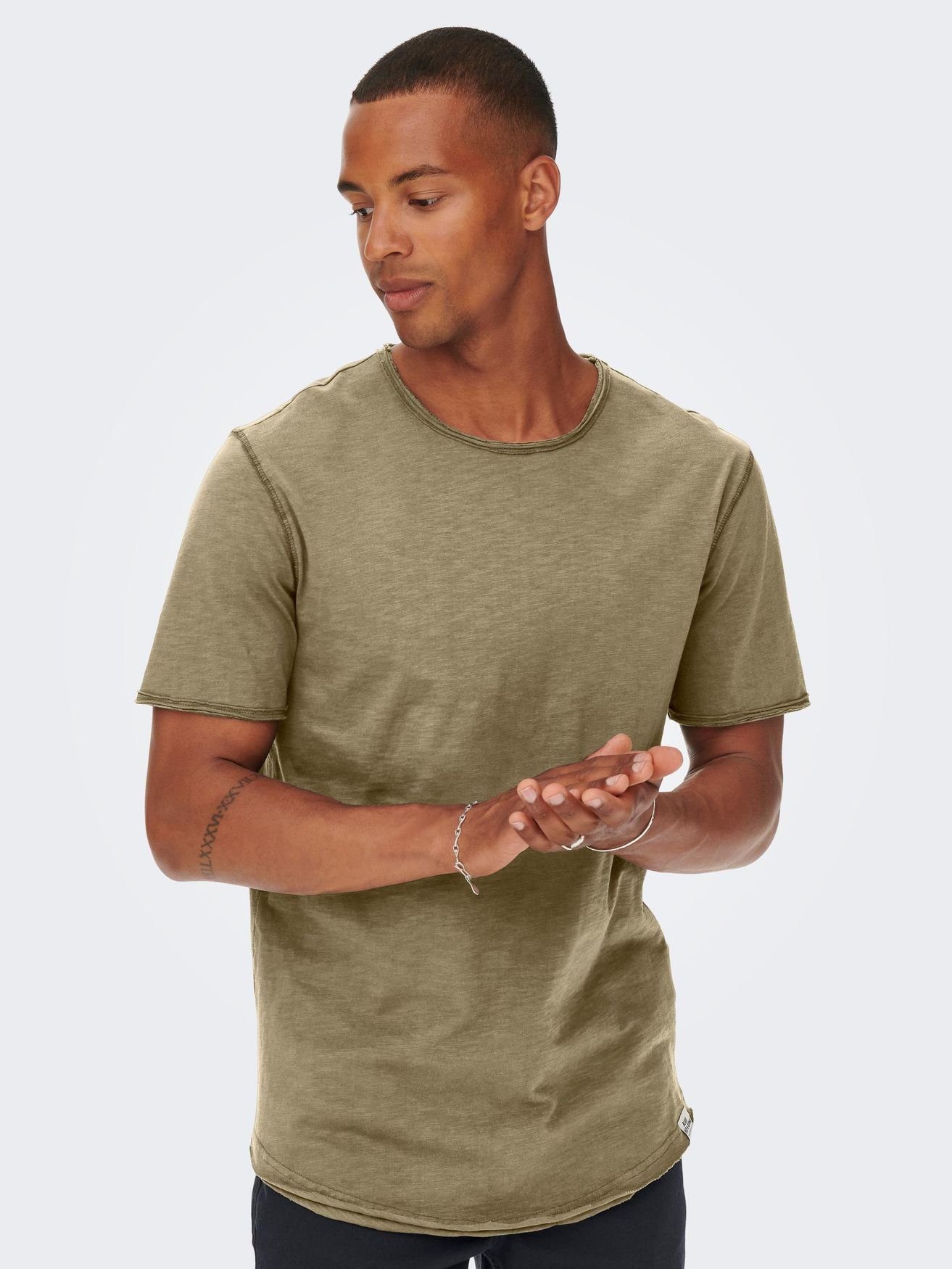Only & Sons Herren Rundhals T-Shirt ONSBENNE LONGY - Regular Fit günstig online kaufen