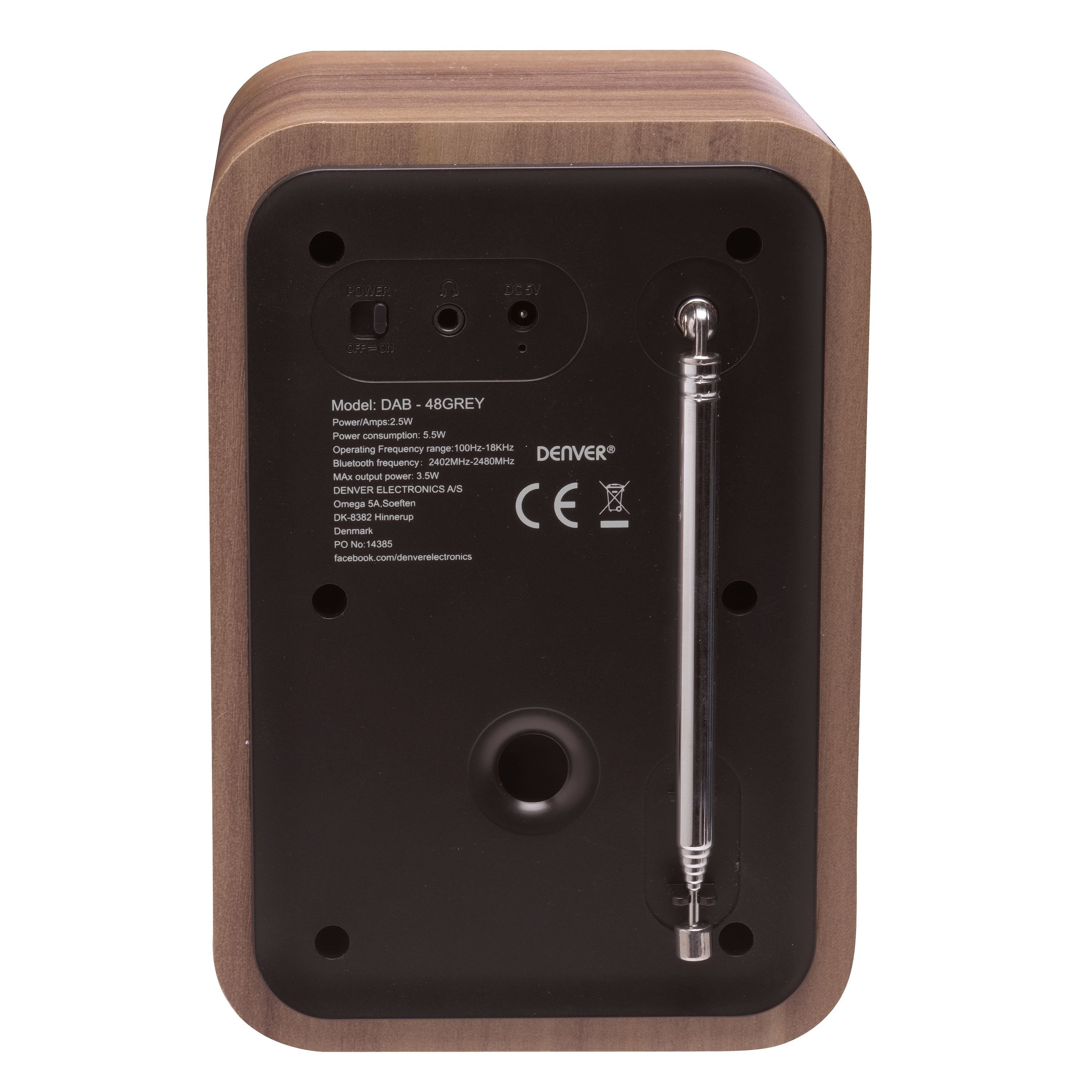 Denver DAB-48GR Digitalradio (DAB) (DAB+, FM, 2.5 W, Bluetooth, DOT-Matrix LCD, 3.5 mm Kopfhörer-Ausgang, 40+40 Presets)