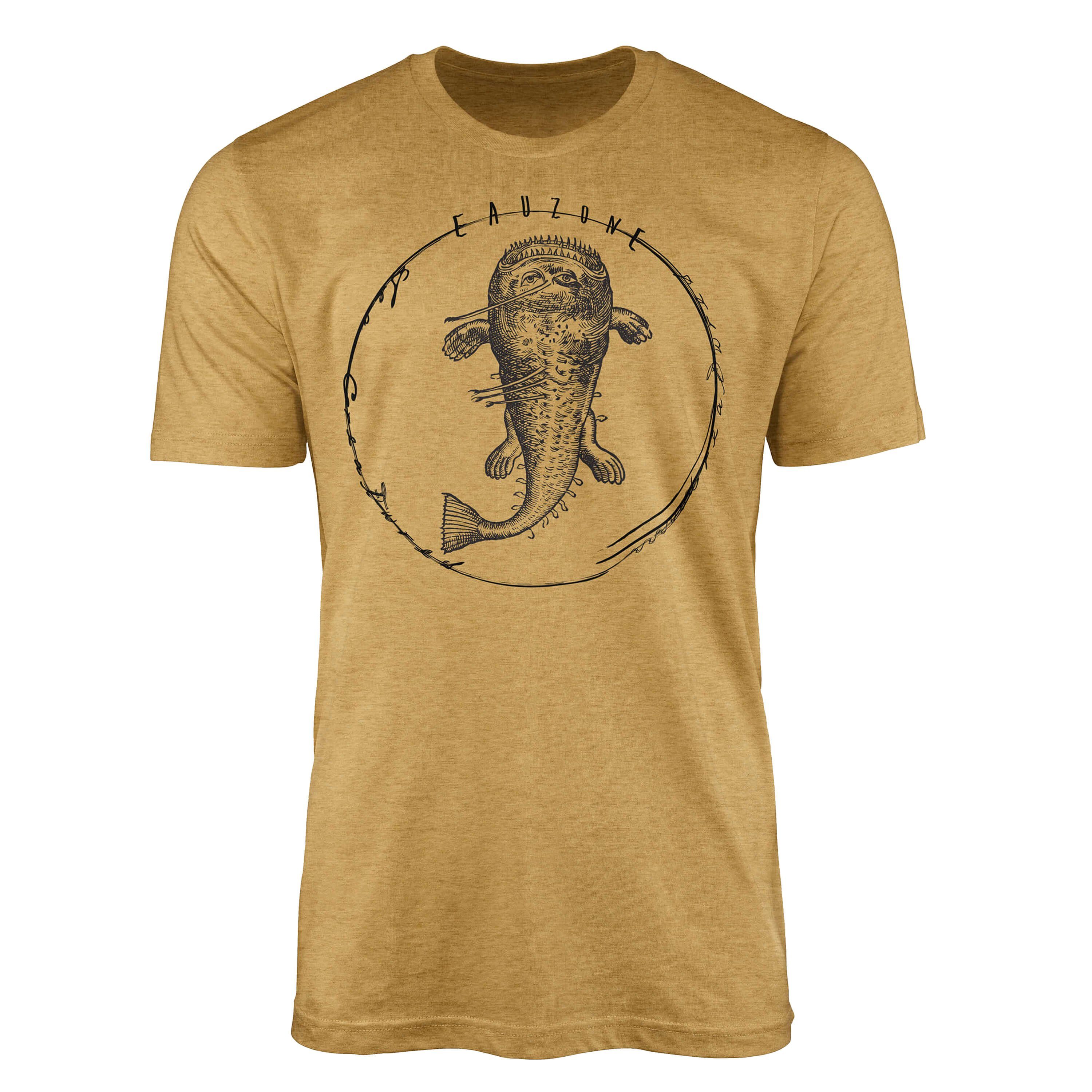 Schnitt und T-Shirt Fische Sinus Gold 073 Art Struktur / Sea Sea Serie: - Creatures, sportlicher Antique T-Shirt feine Tiefsee