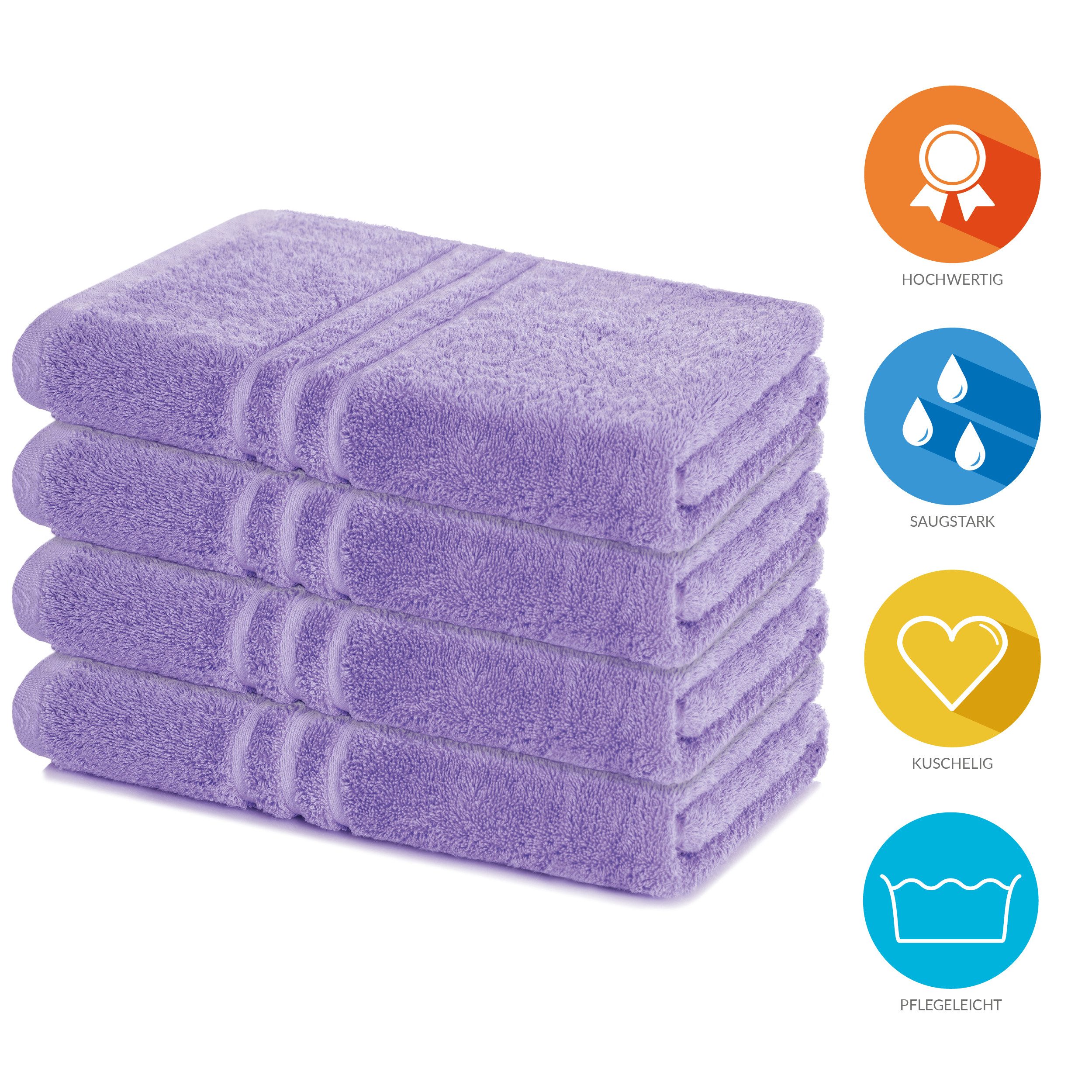 Lavea Duschtücher 4er Set Duschtuch 70 x 140 cm, Elena Frottee Handtücher, (Set, 4-St), Dusch-Handtuch, 500 g/m² Frottier, weich & saugstark, pflegeleicht