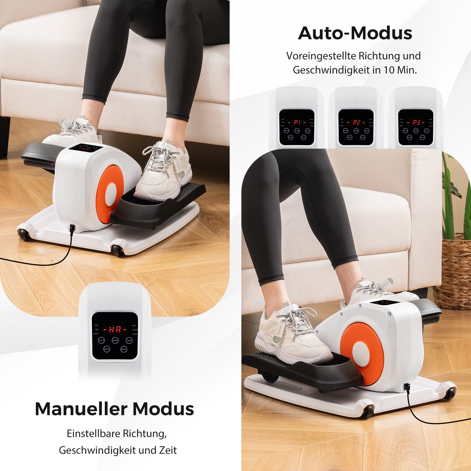 COSTWAY Ellipsentrainer, Mini-Stepper für Zuhause mit 5 einstellbare Geschwindigkeiten