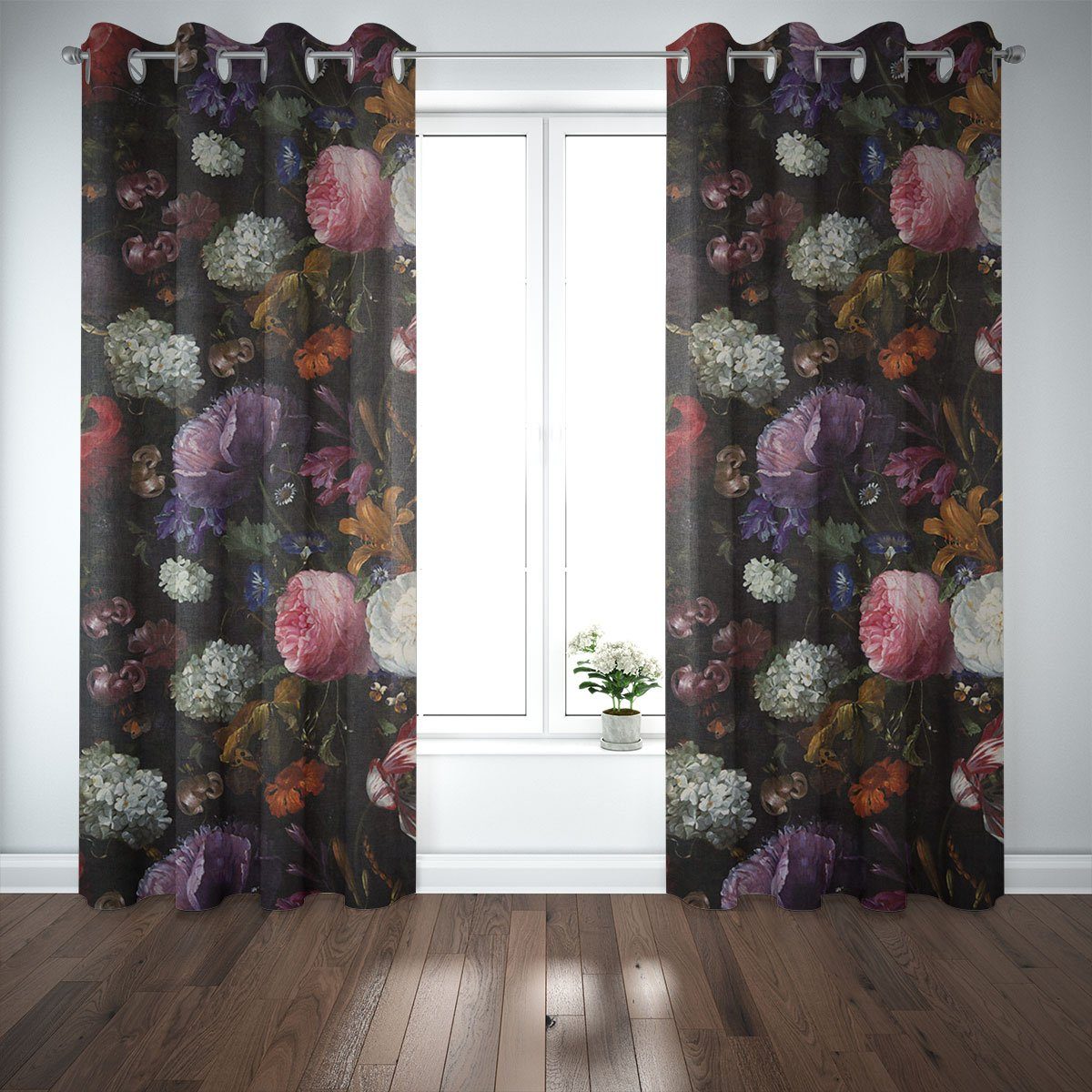 Stoff Samtstoff Dekostoff Samt Blumen Tulpen Pfingstrosen grün bunt 1,4m