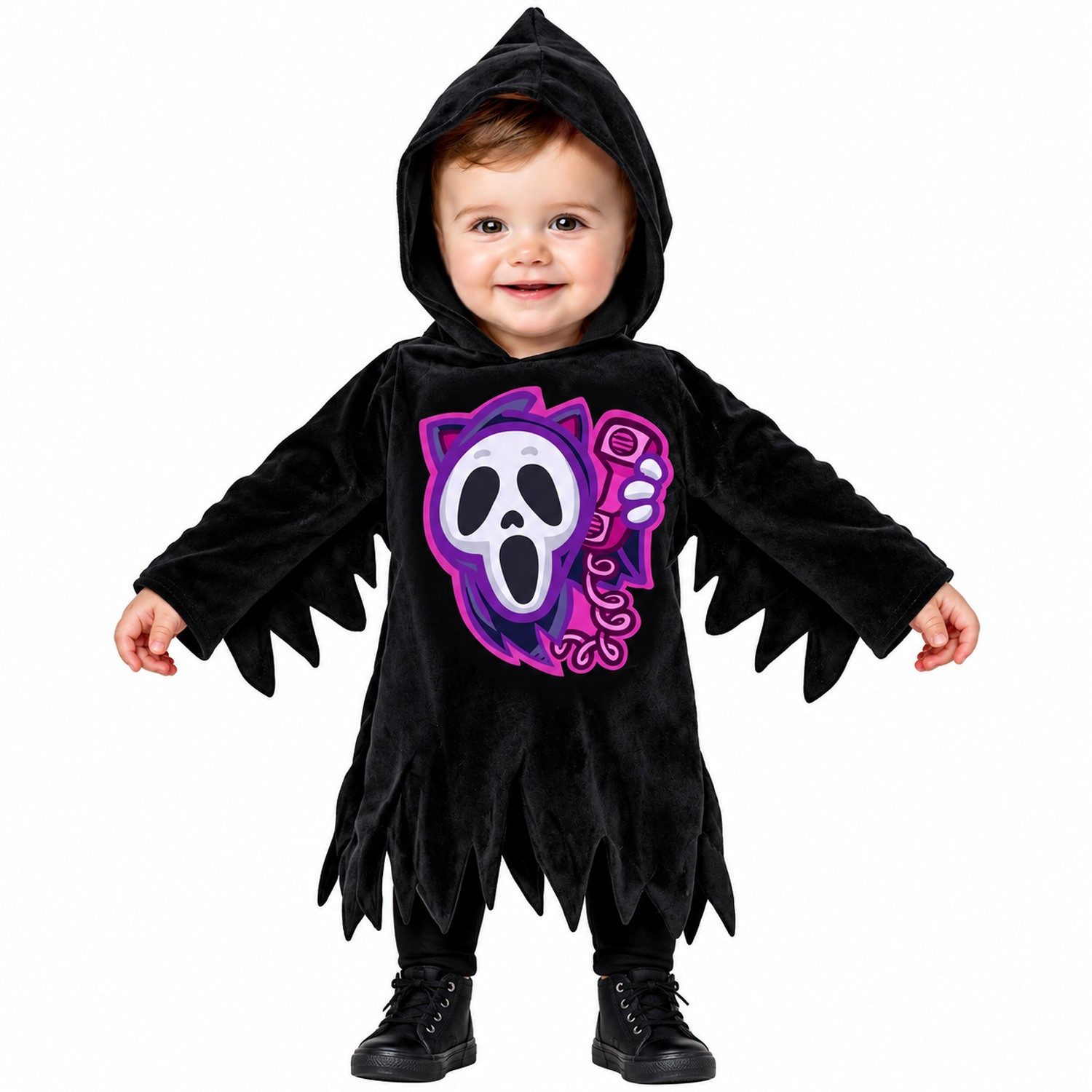 Fiestas Guirca Hexen-Kostüm Babykostüm 'Kleiner Tod' für Kinder, Schwarz