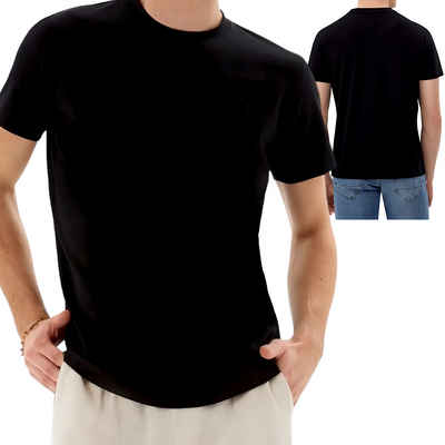 fashionshowcase T-Shirt 4er Pack Herren Basic T-Shirts Schwarz Unterziehshirts Kurzarm (SET, 4er-Pack) 100% Baumwolle