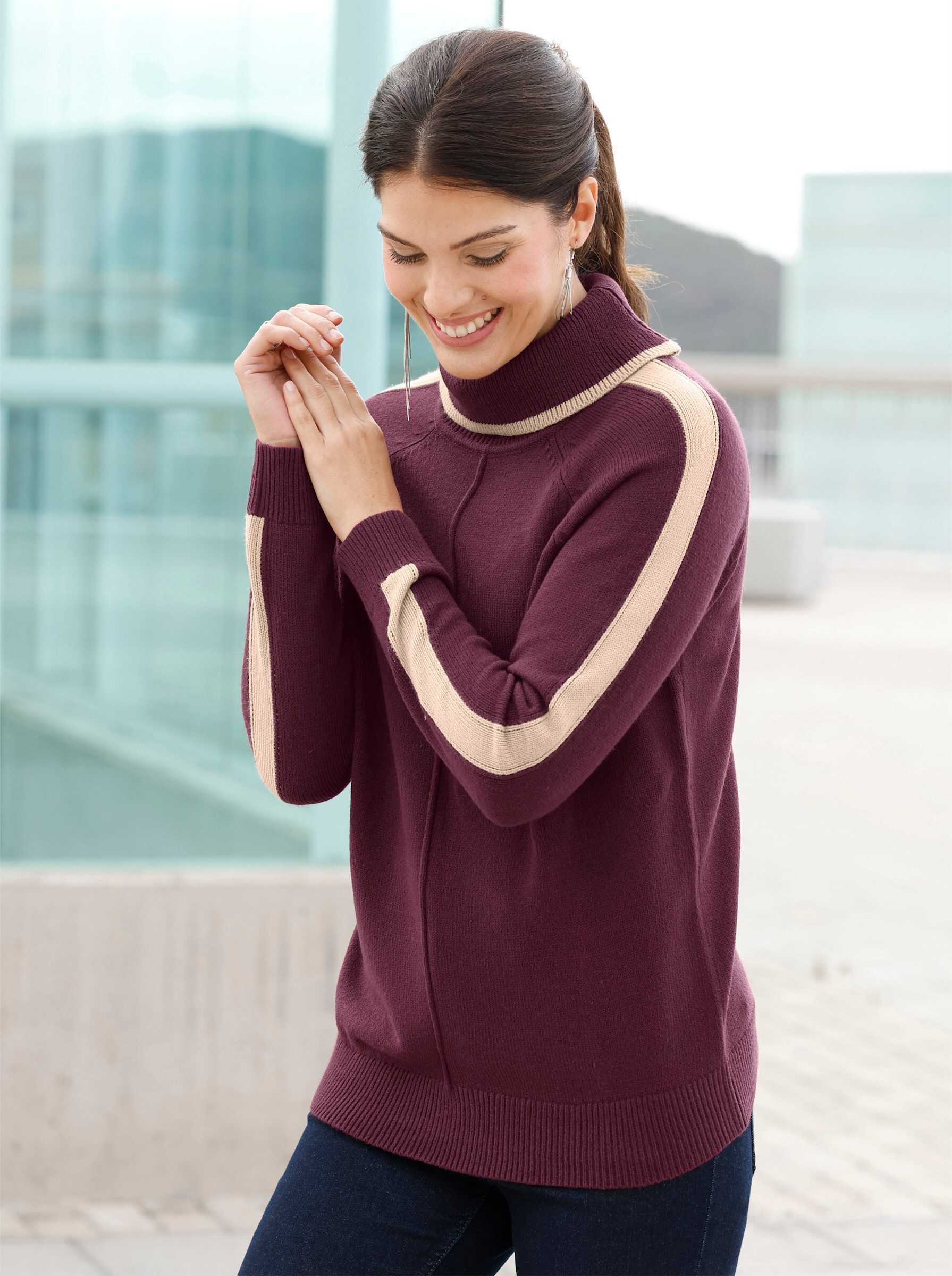 Sieh an! Strickpullover Rollkragen-Pullover Langarm Jersey
