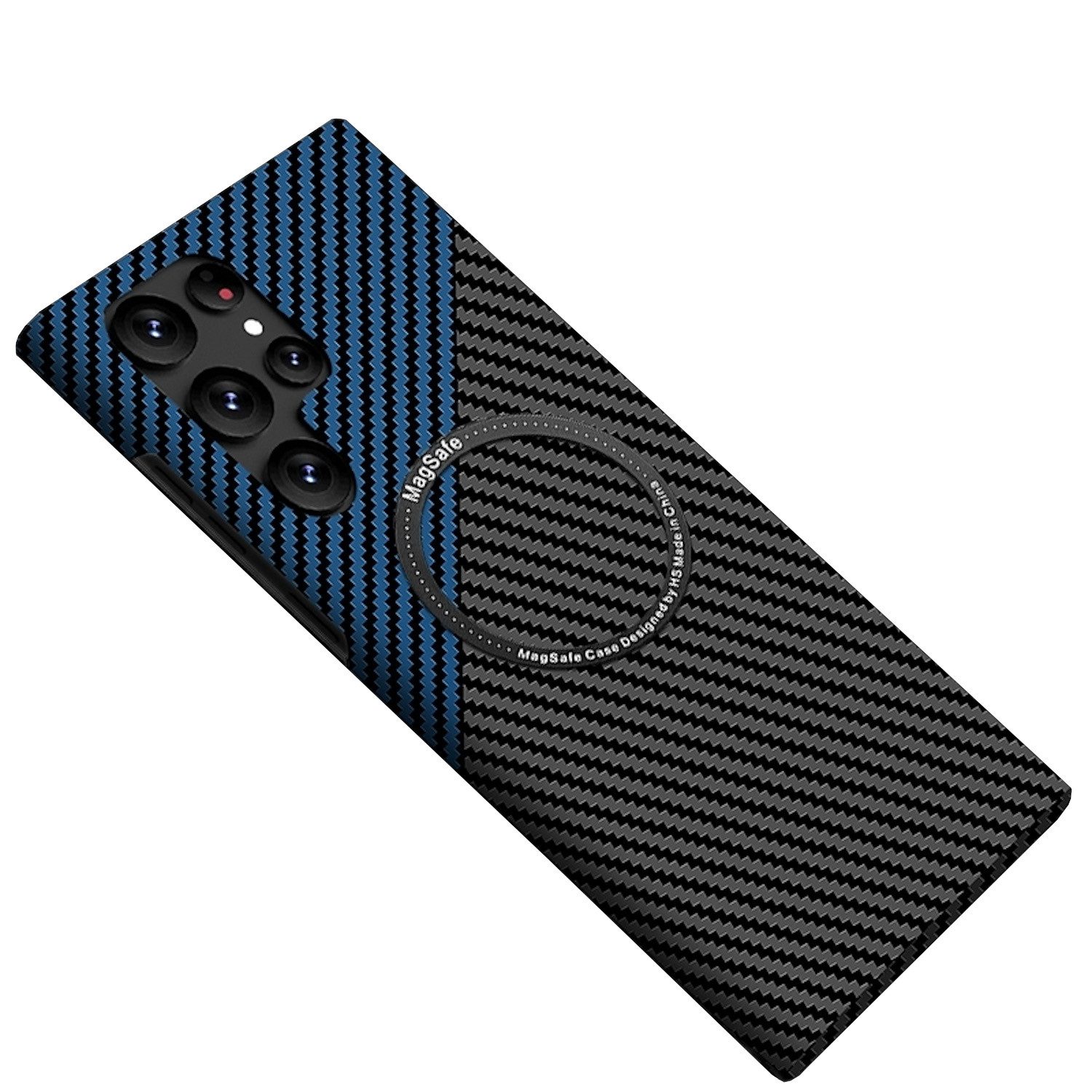 Handyhülle Für Samsung Galaxy S25 Ultra MagSafe Carbon Textur Hülle Blau / Black
