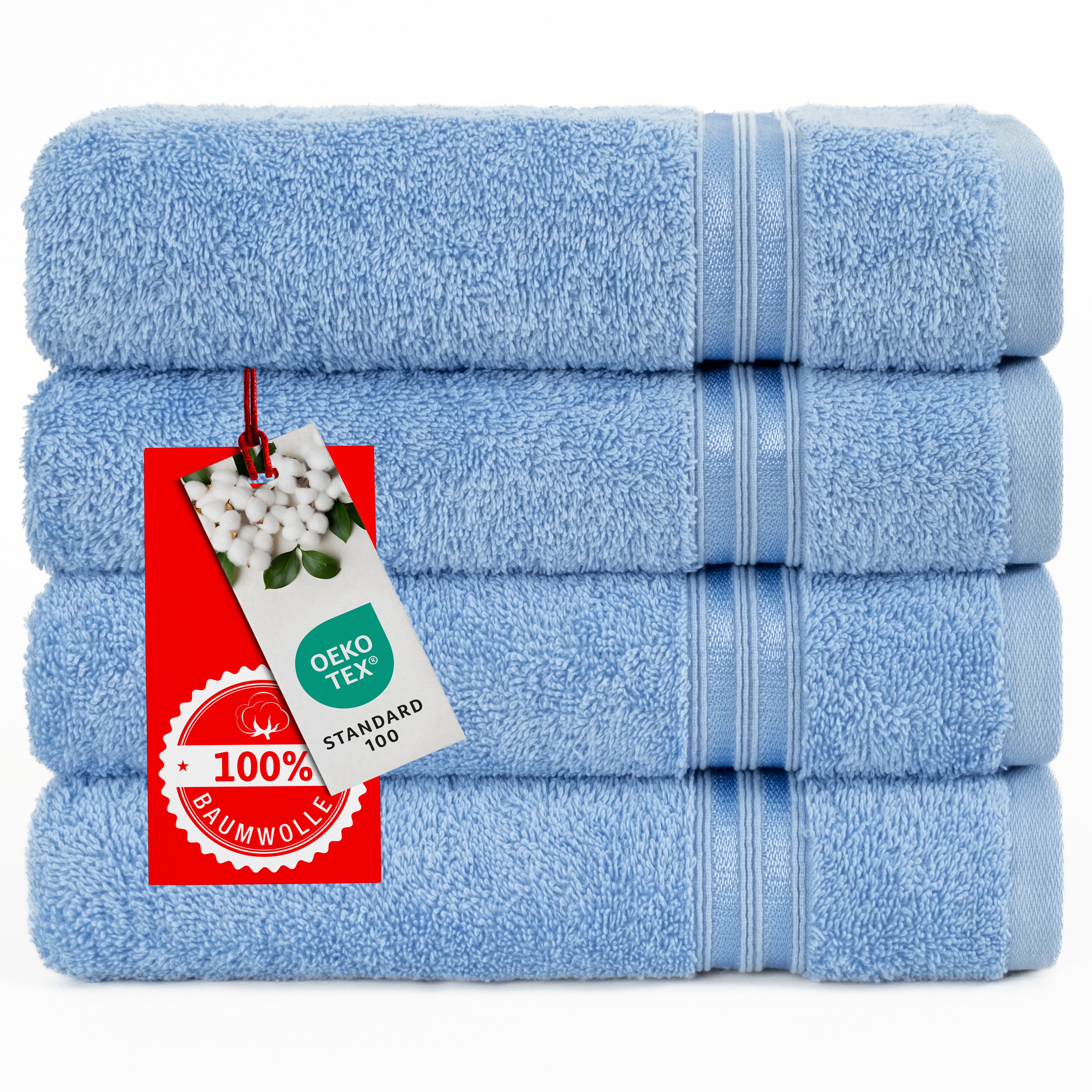 HAMMETEX Handtuch Set 4er Set Handtücher 50x100 cm, 100% Baumwolle, Weich & Saugstark, Frottier (Set, 4-St), mit Bordüre, einfarbig, weich – Bild 3 von 5