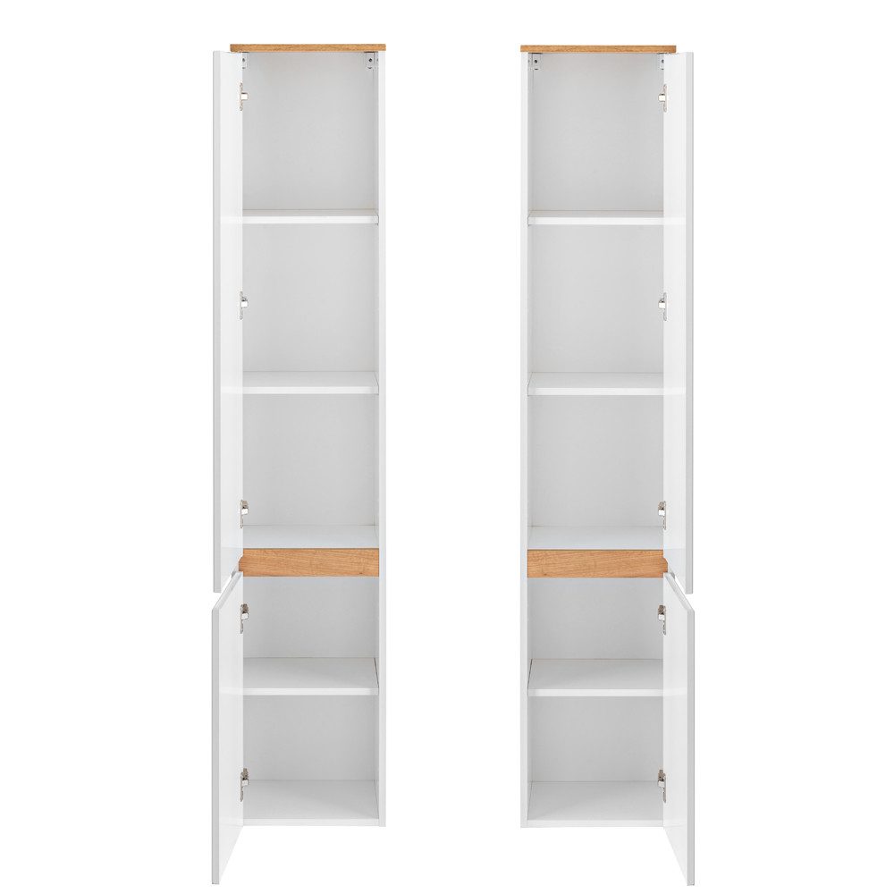 Lomadox Hochschrank CAMPOS-56 Badezimmer mit 2 Türen Hochglanz weiß mit Wot günstig online kaufen