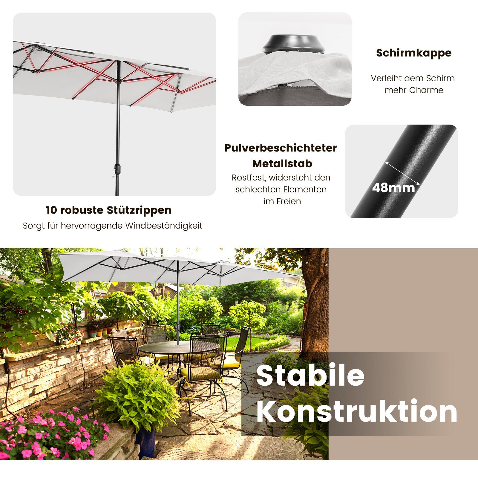 COSTWAY Sonnenschirm 426x265cm, rechteckig, UV Schutz, günstig online kaufen