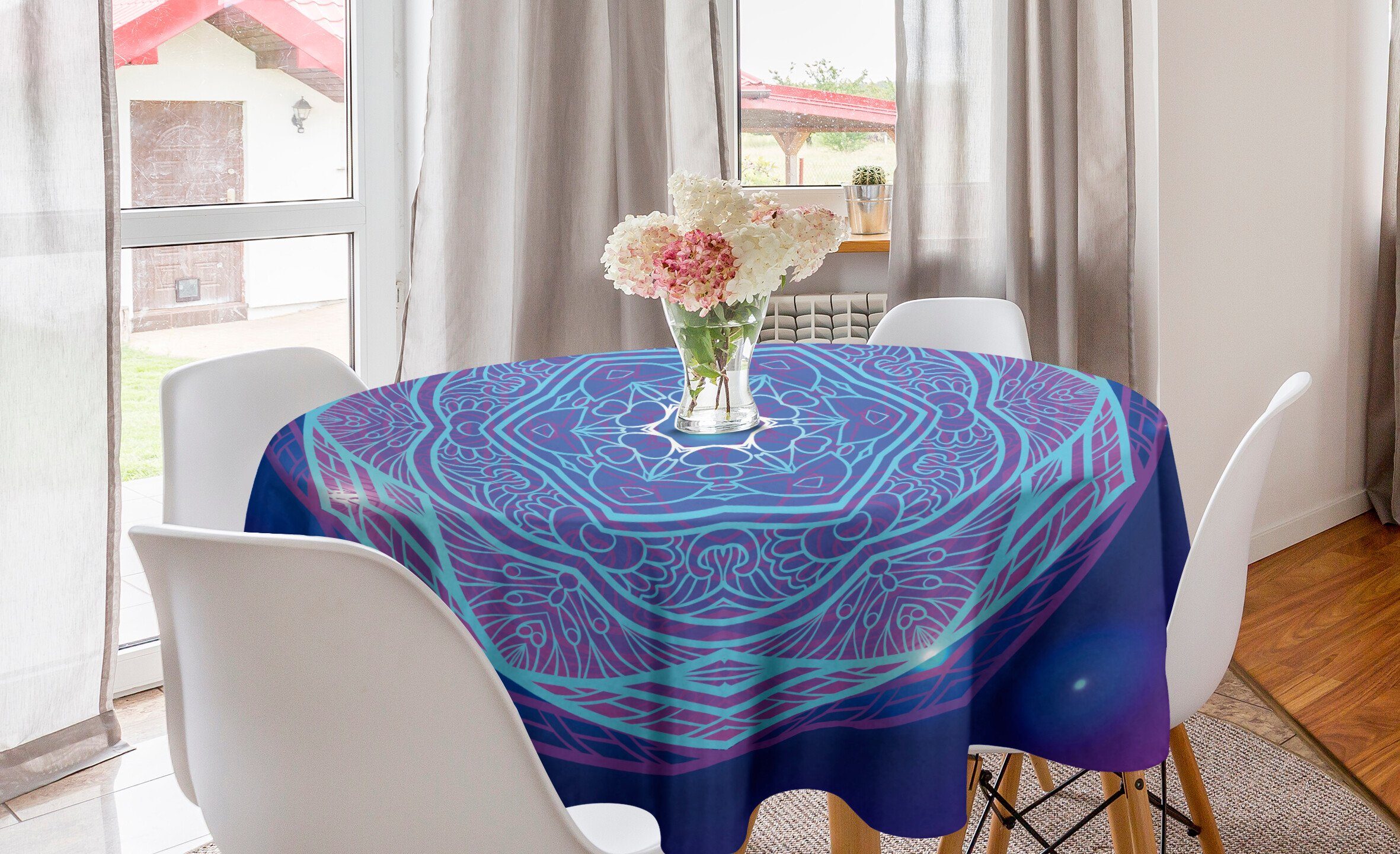 Tischdecke Tischdecke Geometrie Esszimmer Abakuhaus Dekoration, Abdeckung Küche Kreis Stern-Mandala für