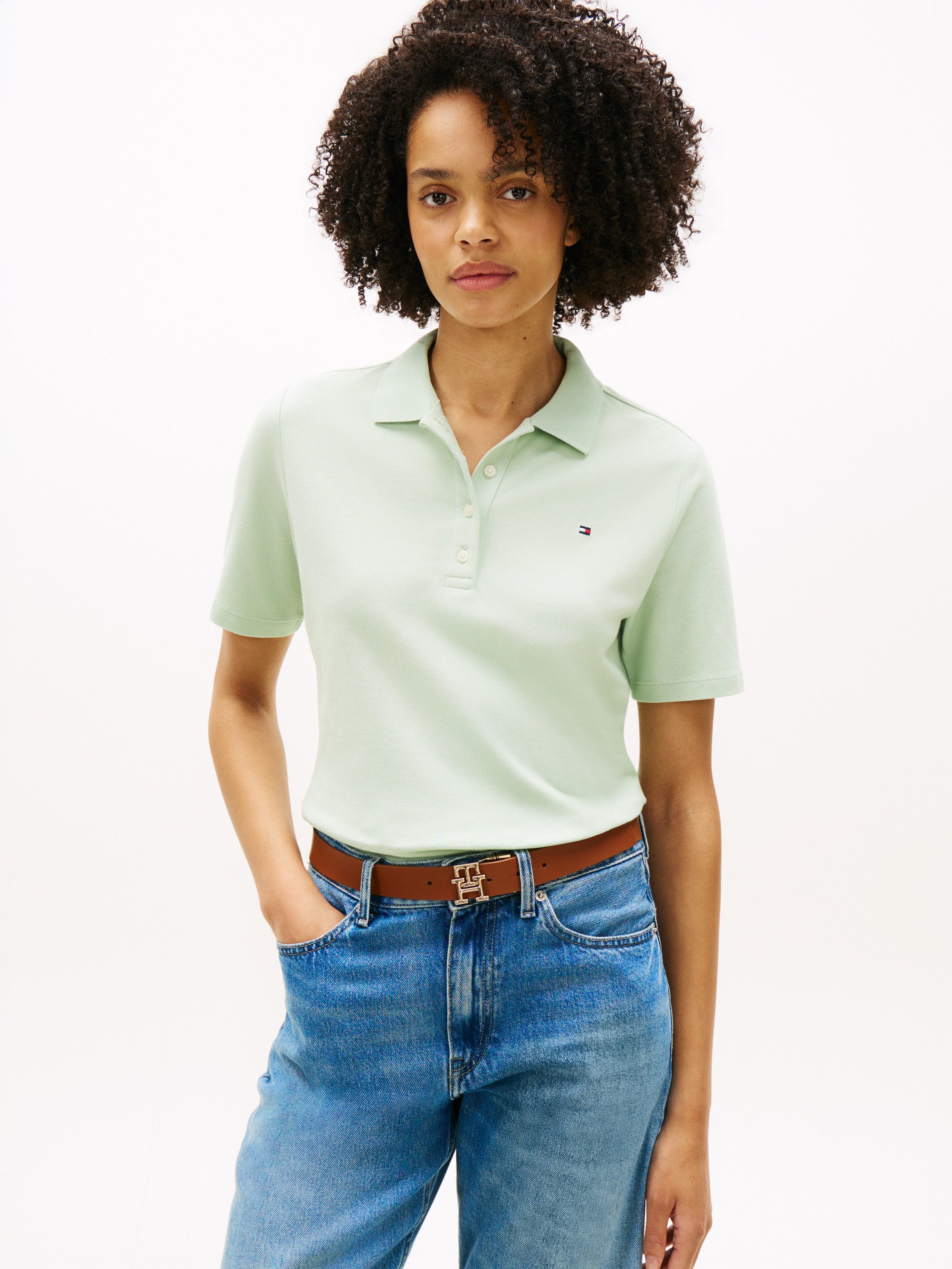 Tommy Hilfiger Poloshirt 1985 REG PIQUE POLO mit Logo-Stickerei, Seitenschlitze, Regular Fit