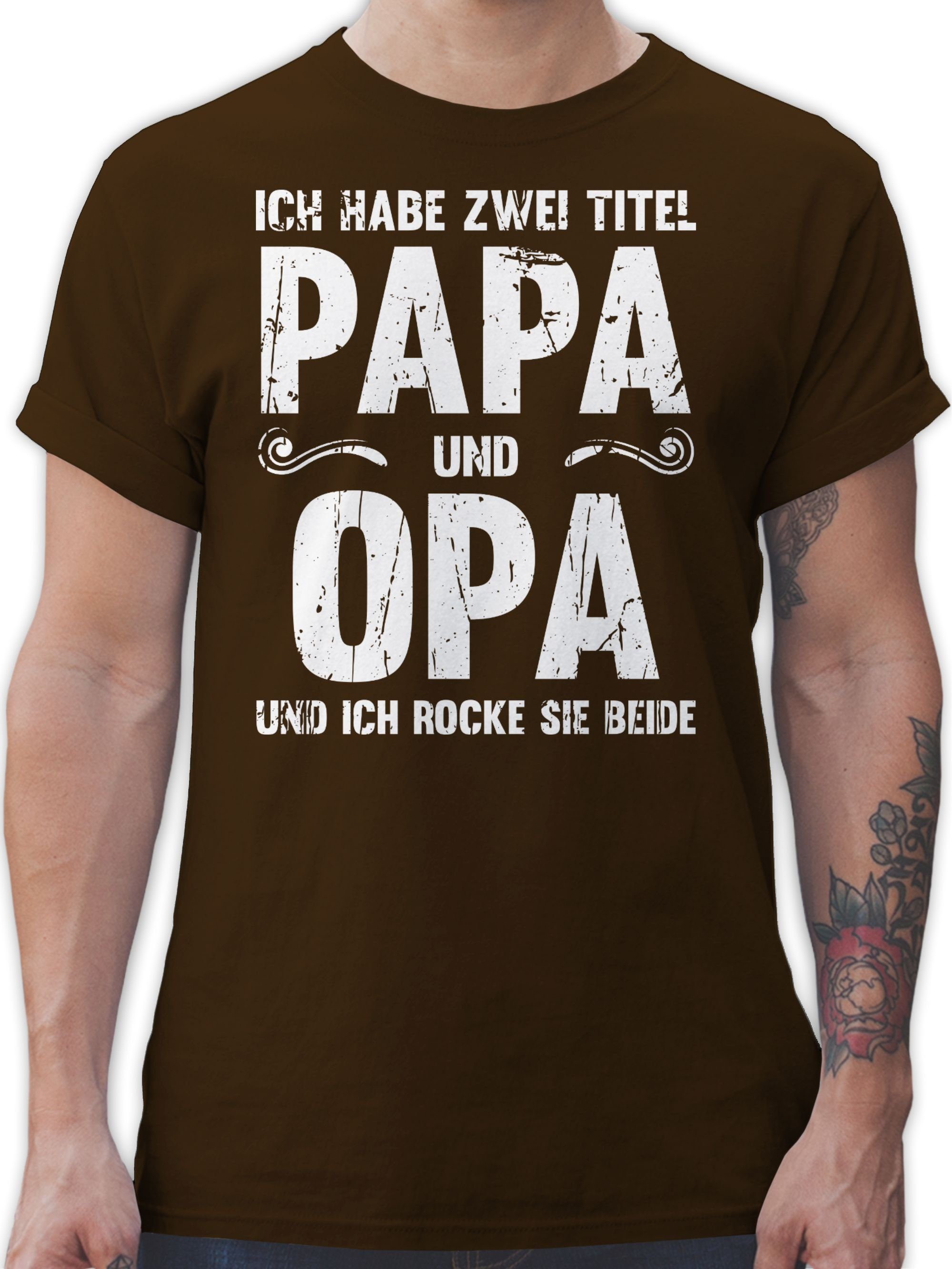 Shirtracer T-Shirt Ich habe zwei Titel Papa und Opa Geschenk I Bester Papi und Opi Vatertag Geschenk für Papa