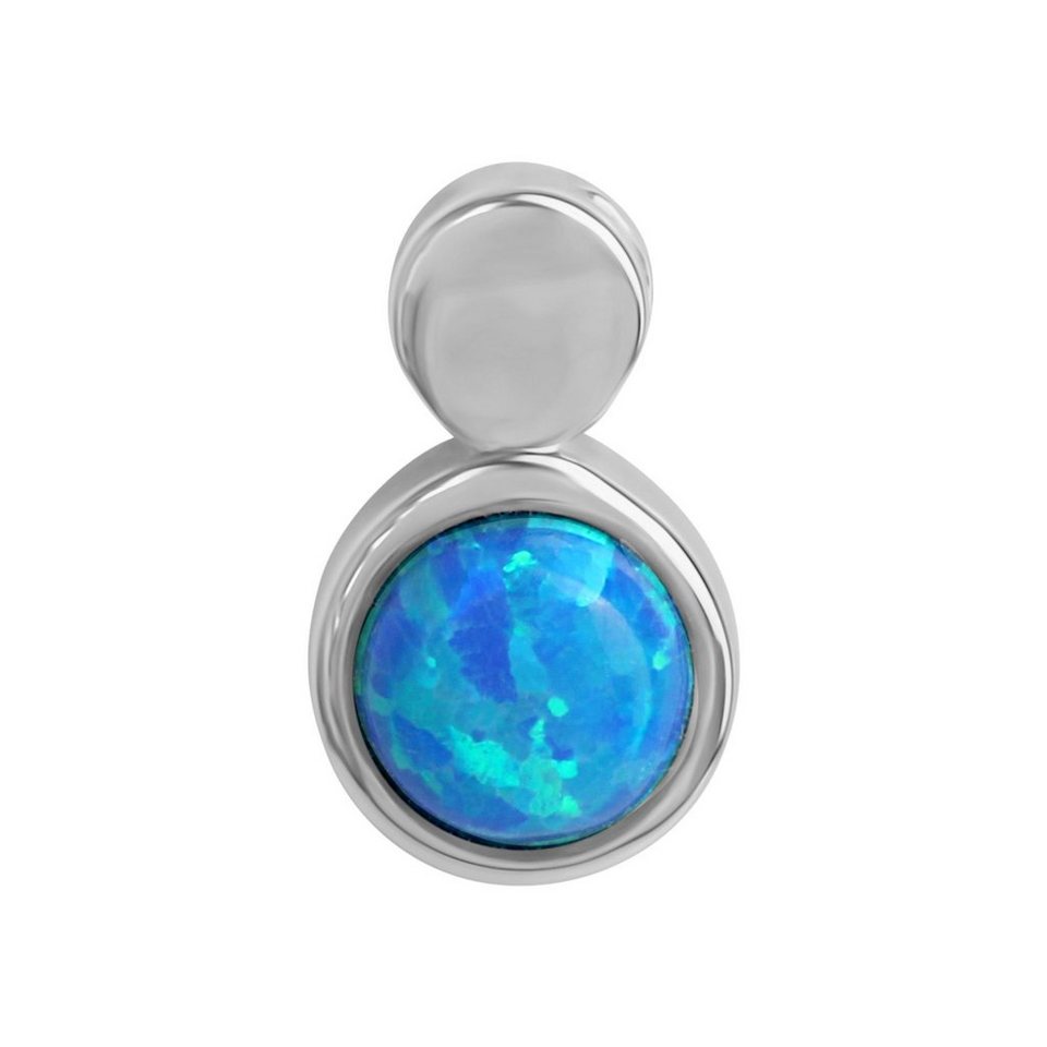 Vivance Kettenanhänger 925/- Sterling Silber rhodiniert imit. Opal blau,  Für den Alltag oder besondere Anlässe