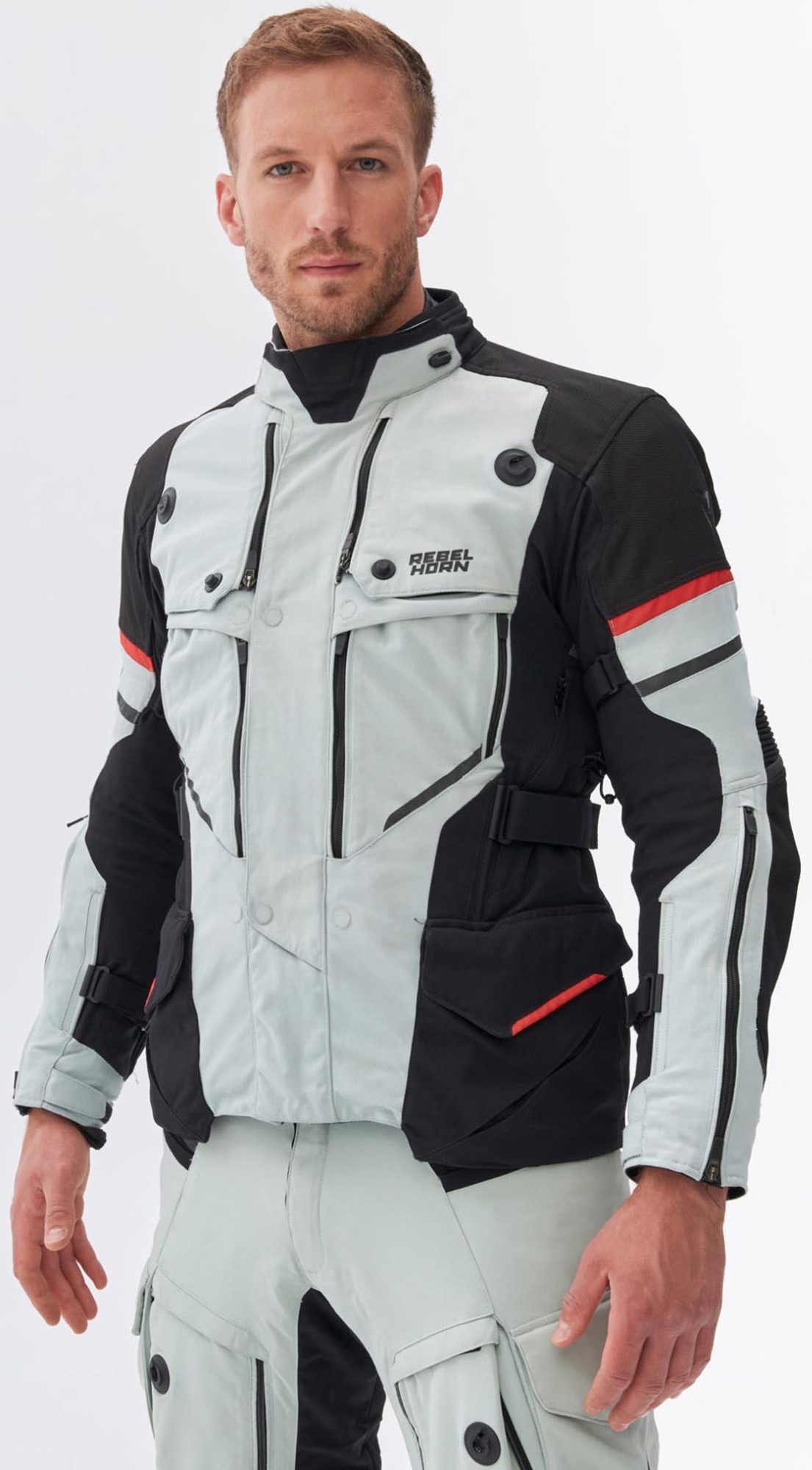 Rebelhorn Motorradjacke Range wasserdichte Motorrad Textiljacke Rückenprotektor enthalten,Verbindungsreißverschluss,Ellenbogenpro