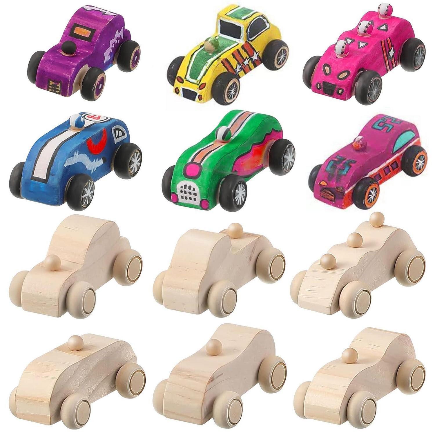 LuxusKollektion Kreativset Holzautos DIY Bastelset 6 Stück