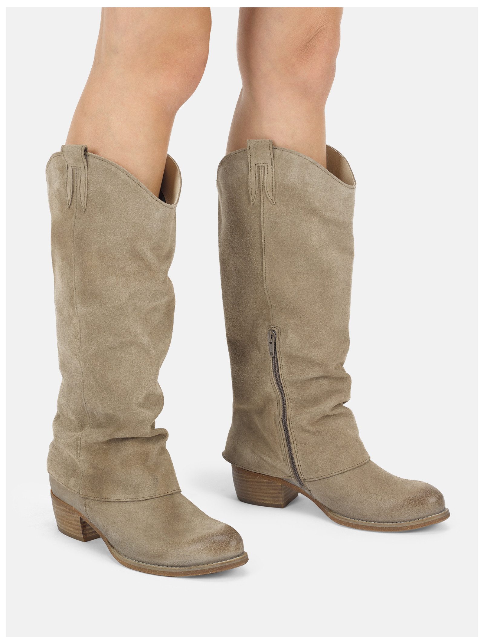 Felmini Wide Fit Stiefelette Veloursleder . Bikerboots