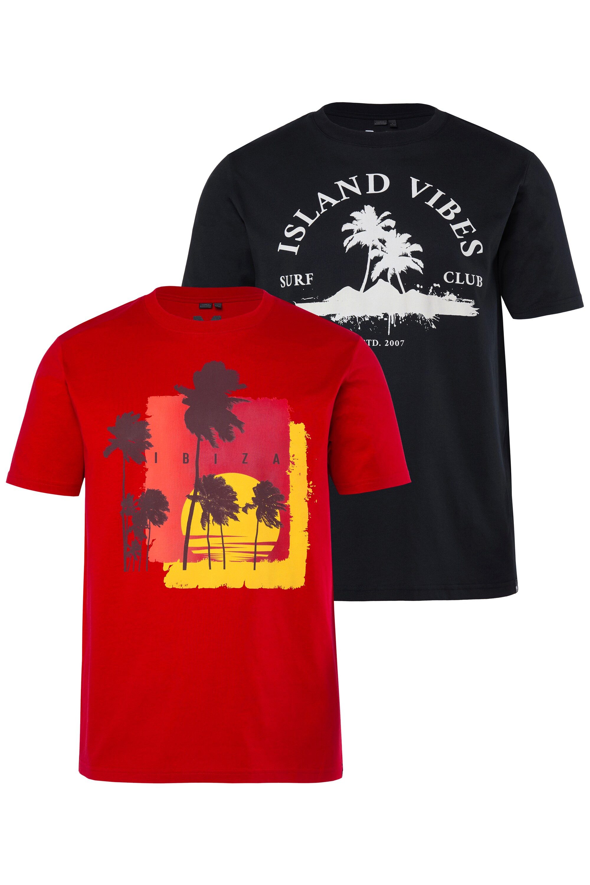 Men Plus T-Shirt T-Shirts 2er-Pack Halbarm Print Rundhals bis 8 XL